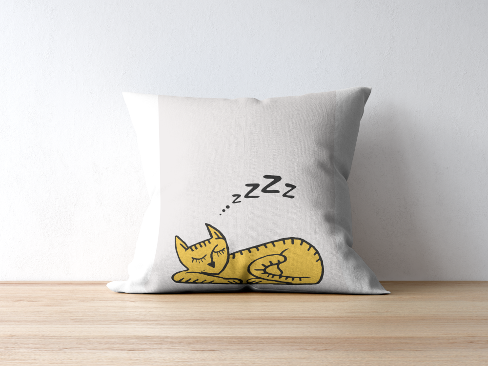 Sleeping Cat Wall Art PRINTABLE ART, Cat Artwork, Alternative Home Decor, Animal Poster, Minimalist Eclectic Decor, Beige Yellow Wall Art - AlloFlare