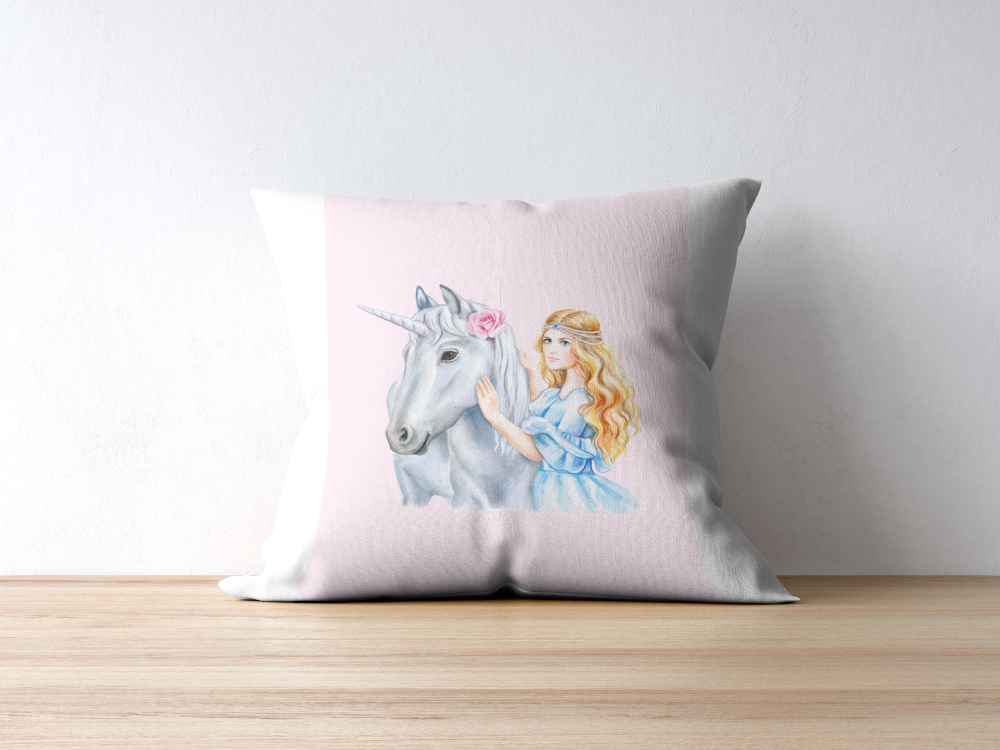 Princess and Unicorn Poster PRINTABLE ART, Light Pink Wall Art, Girls Room Wall Decor, Children Poster, Princess Art, Unicorn Wall Art