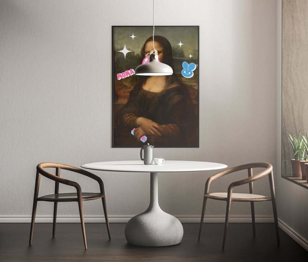 Mona Lisa Bubble Gum Poster PRINTABLE WALL ART, Mona Lisa Poster, Graffiti Wall Art, Mona Lisa Pop Art, Renaissance Portrait Altered Art - AlloFlare