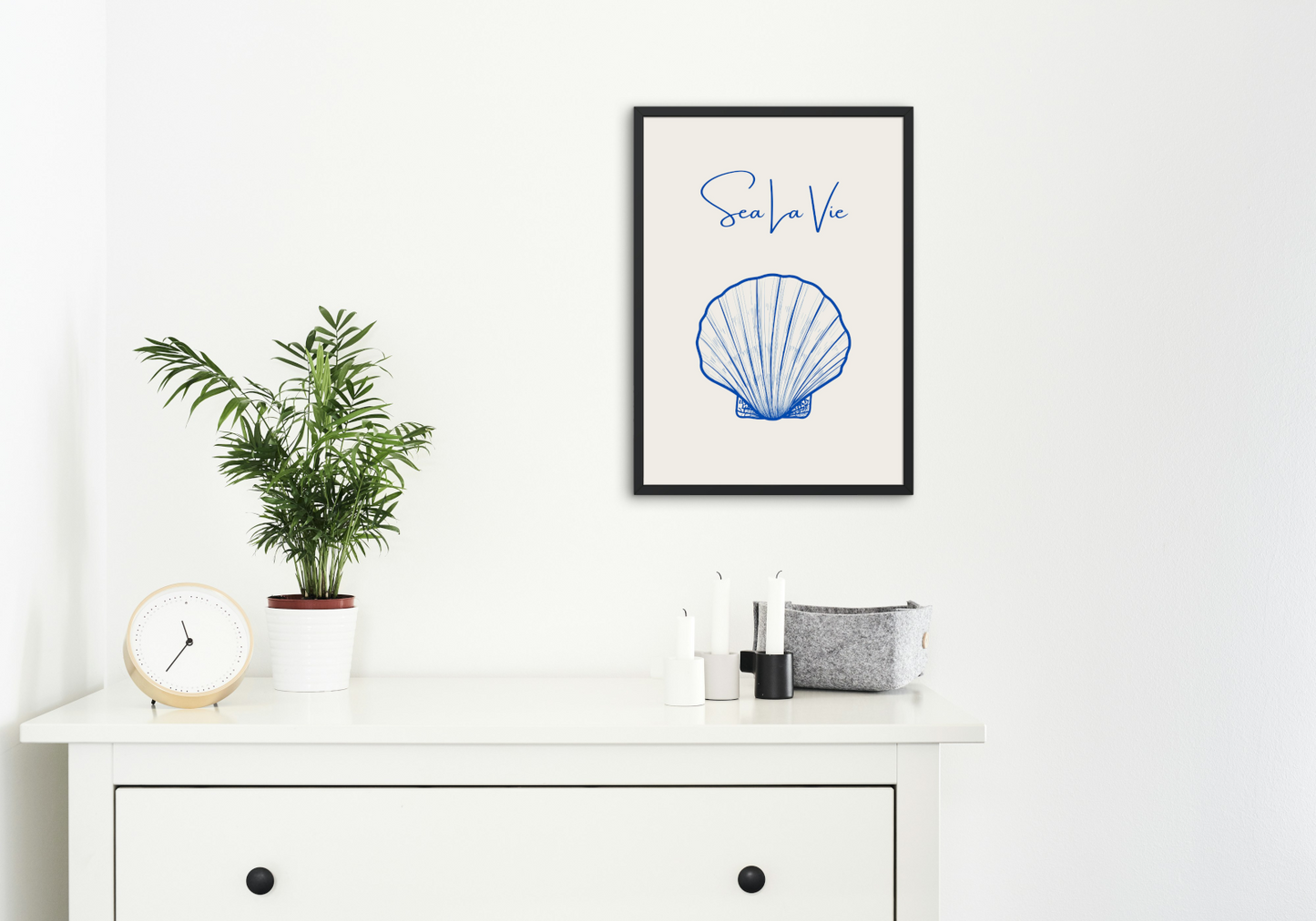 Sea La Vie Seashells Wall Art INSTANT DOWNLOAD Art Print, Blue Beige Aesthetics, Classy Poster, Sea Shell Wall Art, Modern Coastal Decor - AlloFlare