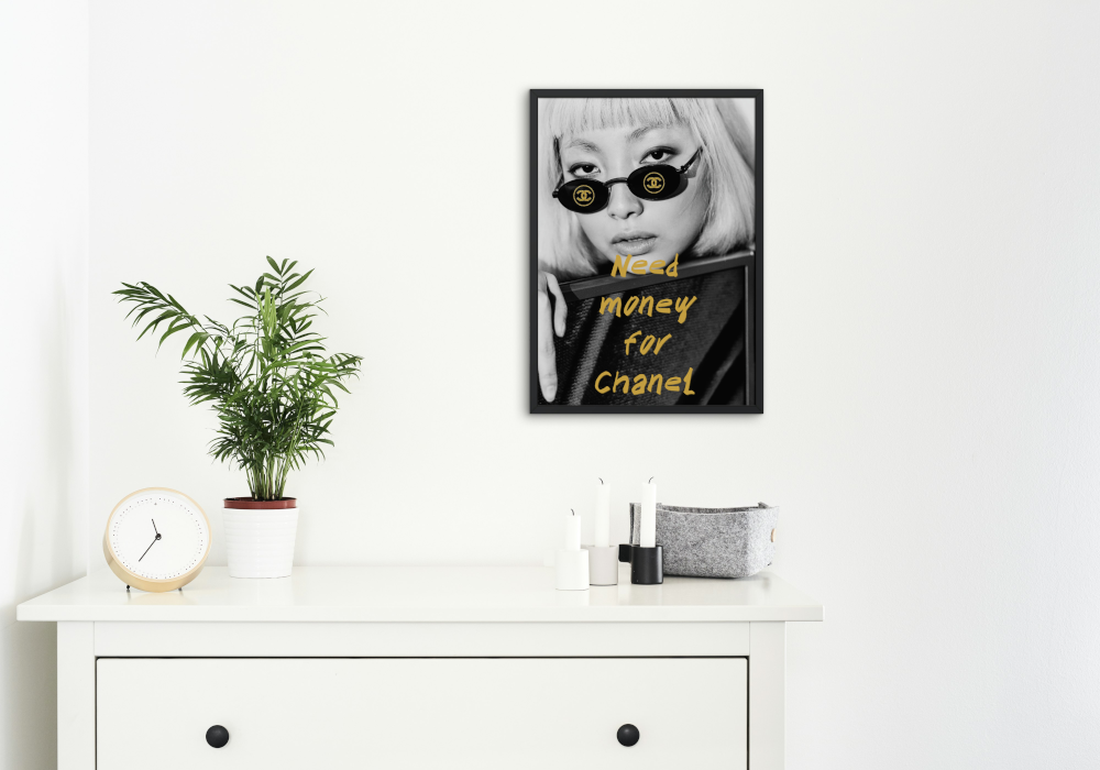 Need Money for Chanel Black and White Wall Art INSTANT DOWNLOAD Art Print, Luxury Fashion Poster, Glam Decor, Funny Wall Art, Fashion Lovers - AlloFlare