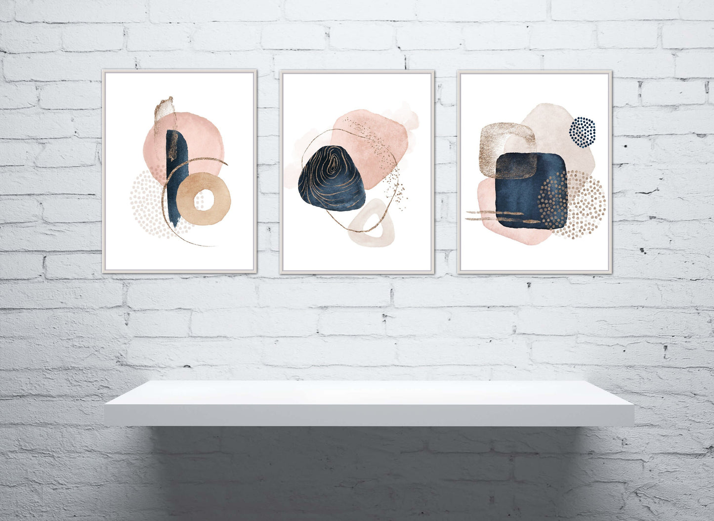 Set of 3 Neutral Modern Wall Art INSTANT DOWNLOAD, Beige blush pink wall art, Circles Abstract Art, glam room decor, pink glam wall art