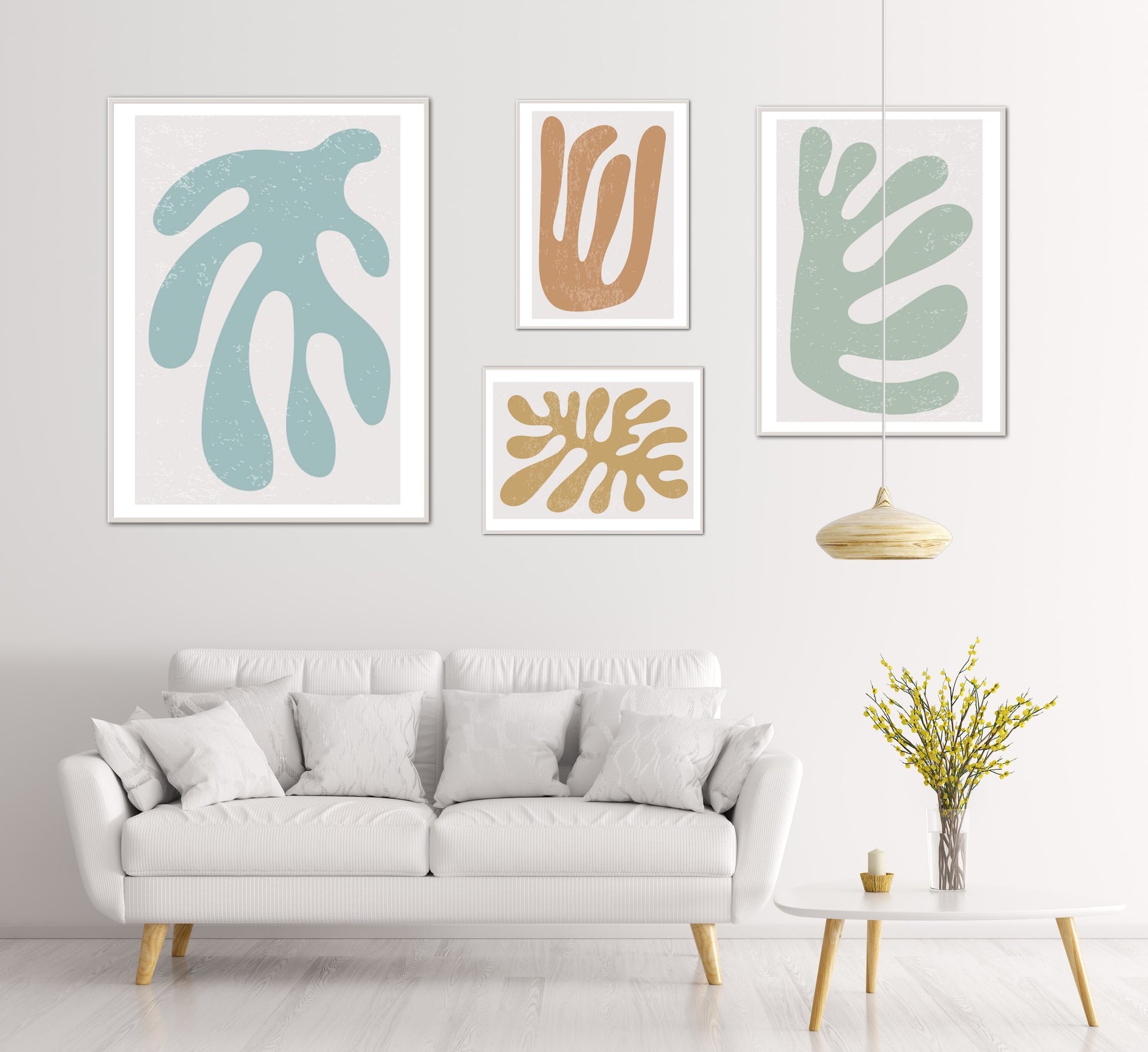 PRINTABLE wall art set of 4, Boho Abstract, Matisse Print Set, Modern Boho, Minimalistic Home Wall Decor, Floral Print Set