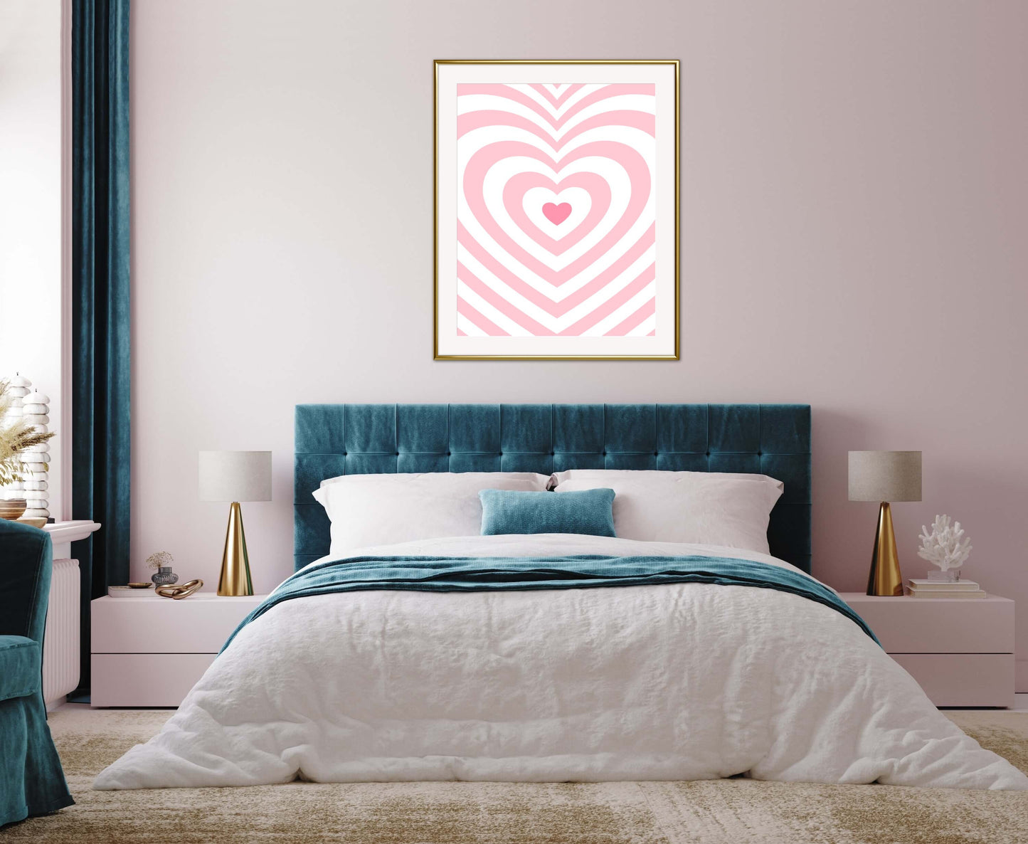 Pink preppy wall art DIGITAL DOWNLOAD, preppy room decor, trippy poster, heart print, y2k poster, groovy decor, trippy art, preppy art
