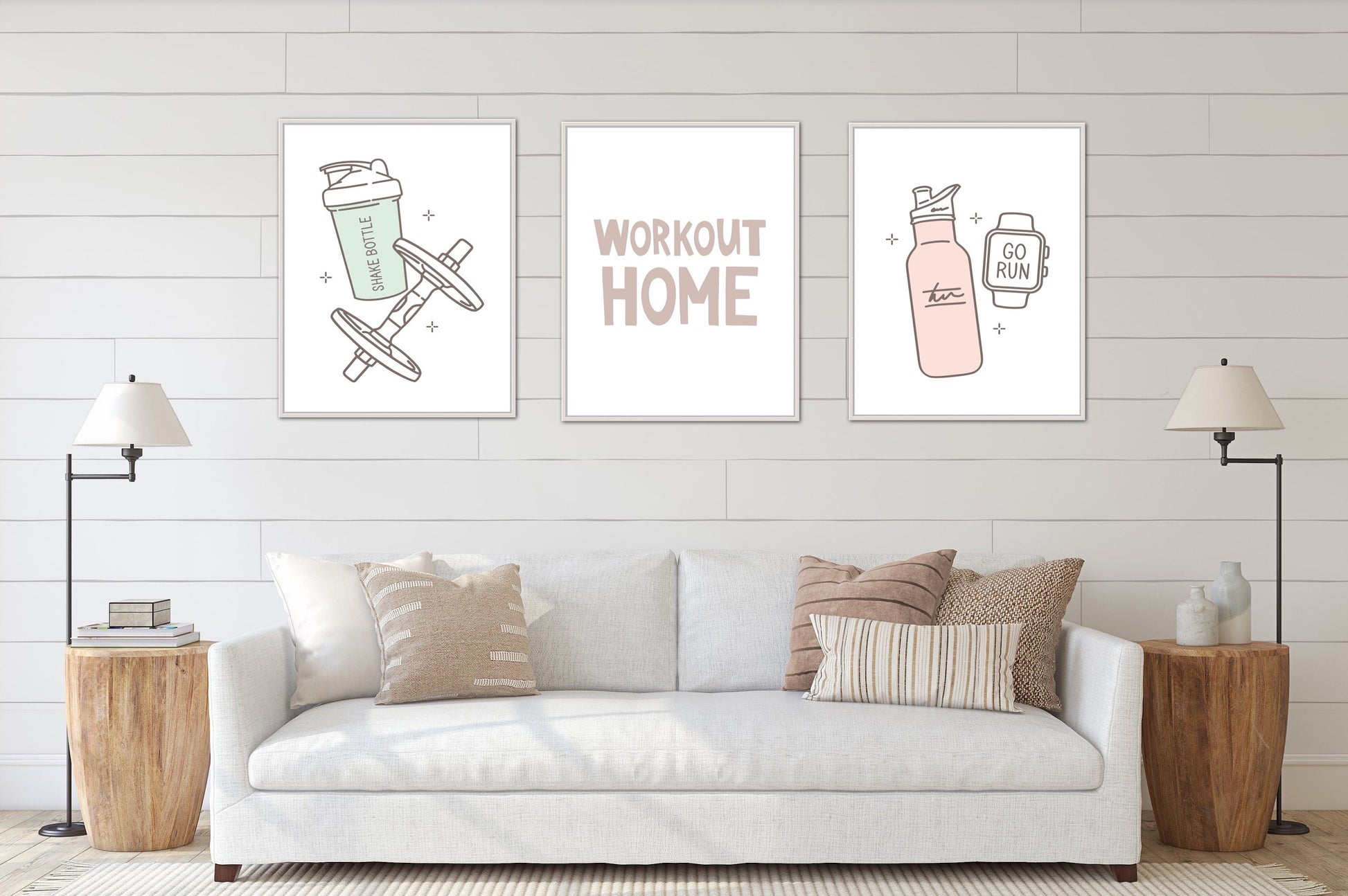 Fitness poster Set of 3 workout décor INSTANT DOWNLOAD, sport wall art, gifts for runners, sports aesthetic, green and pink posters
