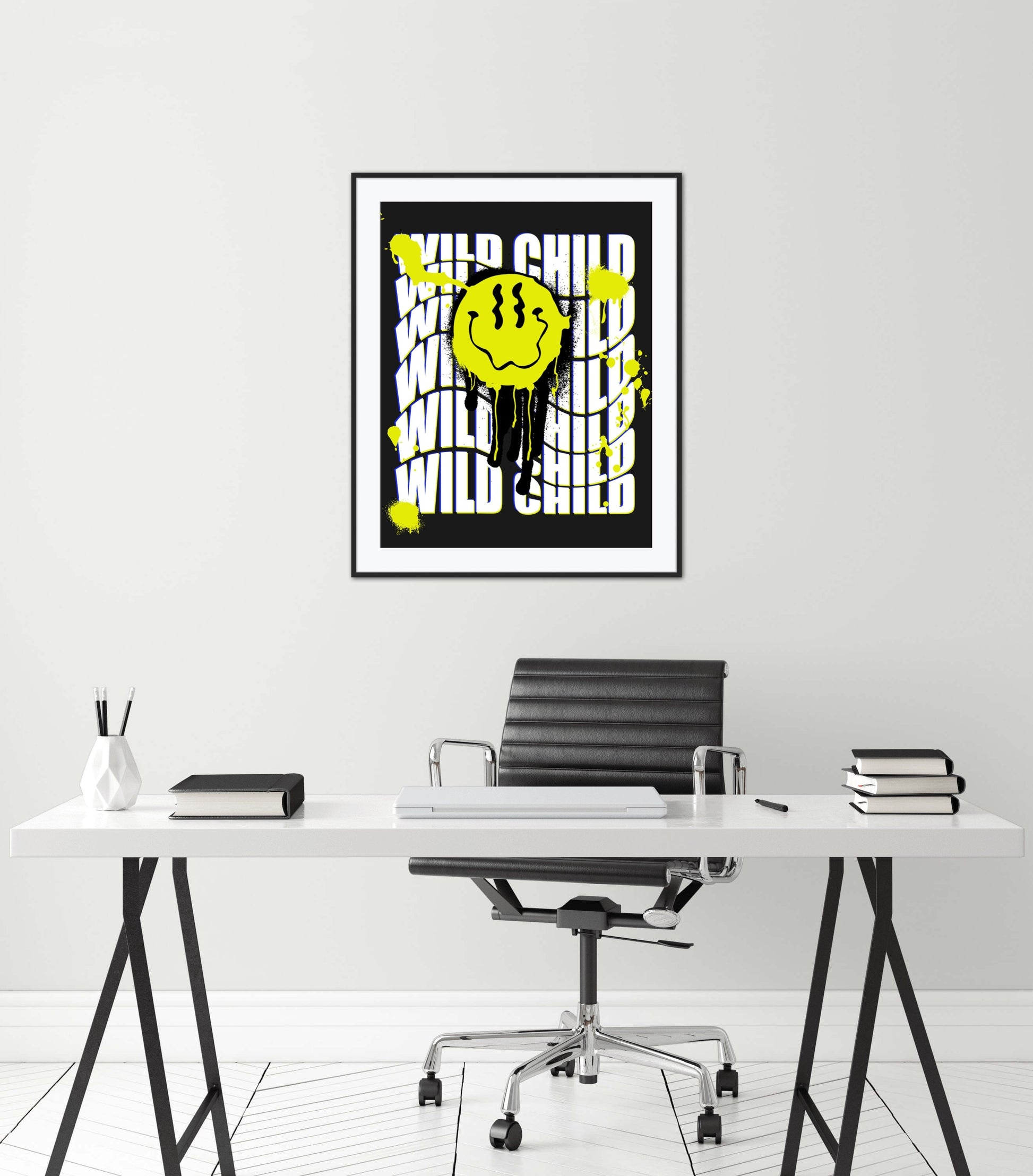 Smiley face poster INSTANT DOWNLOAD, grunge wall décor, wild child, black yellow wall art, y2k decor, dorm room essentials, grunge poster