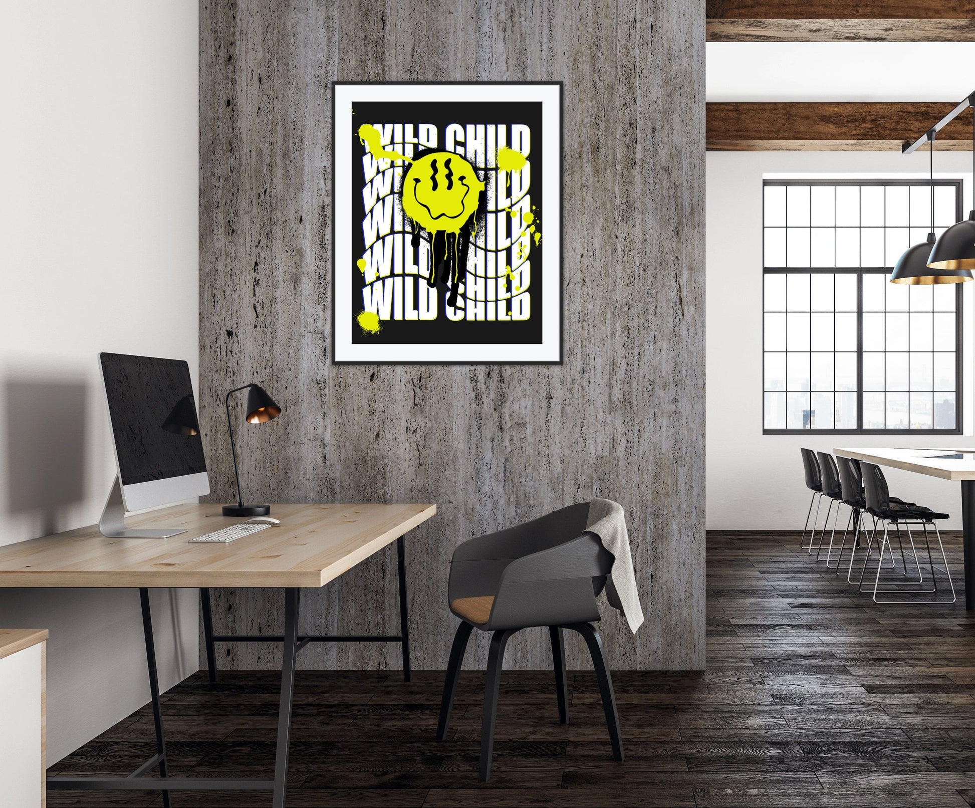 Smiley face poster INSTANT DOWNLOAD, grunge wall décor, wild child, black yellow wall art, y2k decor, dorm room essentials, grunge poster