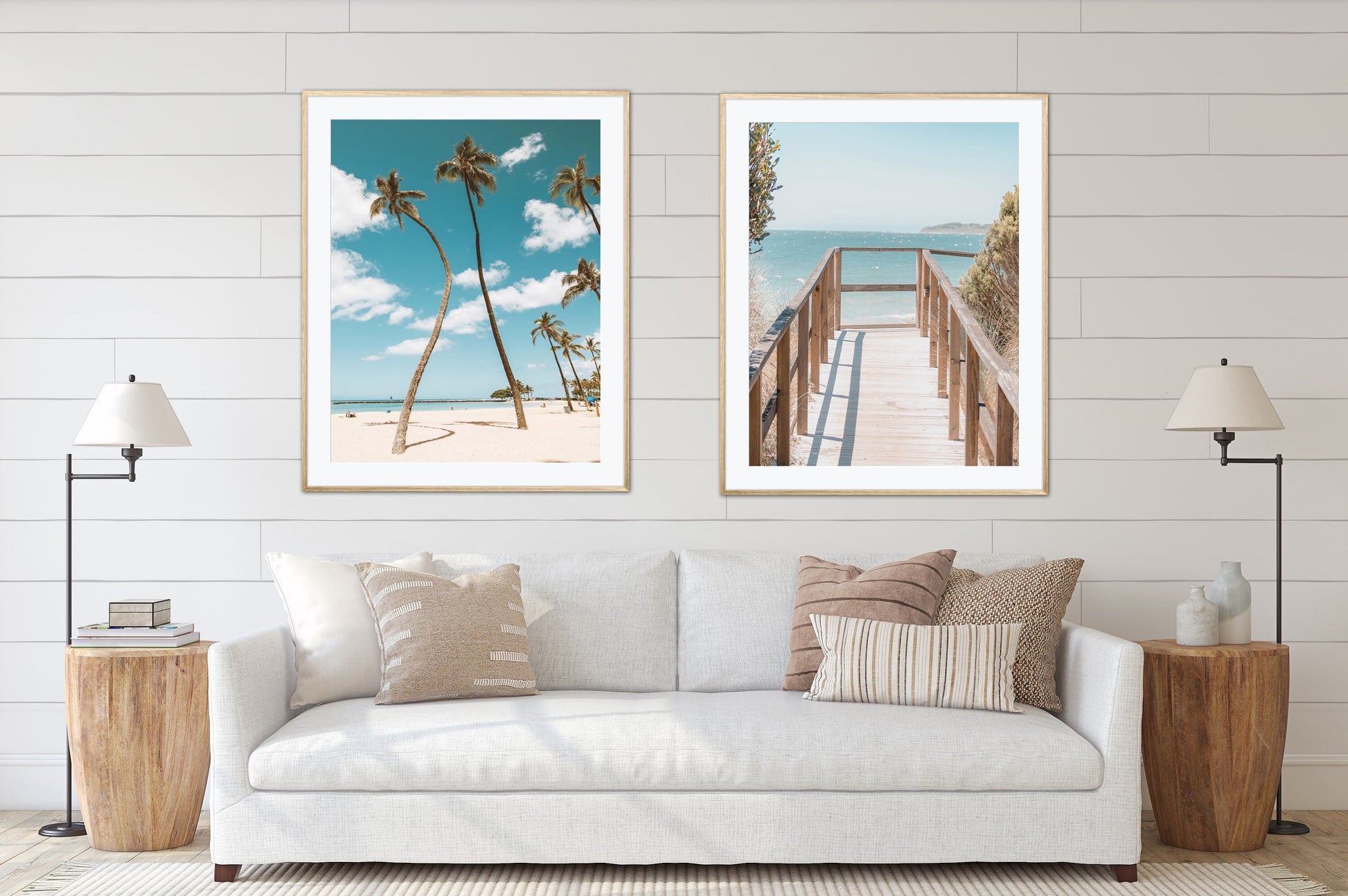Coastal wall art set of 2 prints INSTANT DOWNLOAD, the ocean is calling, palm print, Coastal artwork, palm tree print, beach picture