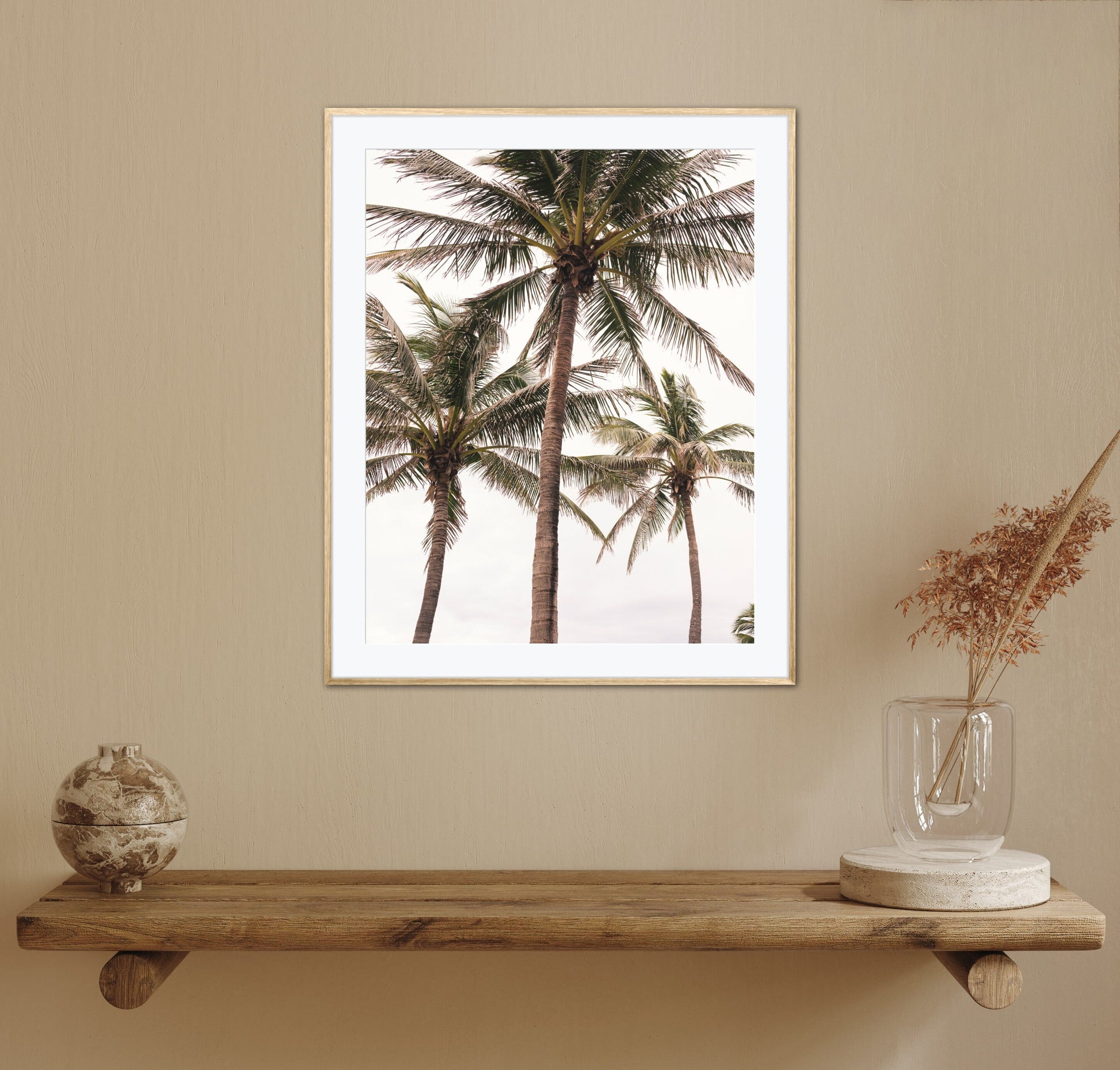 Set of three DIGITAL PRINTS, neutral beach print, palm tree print, surfboard print, surf printable, beach decor, coastal wall art set