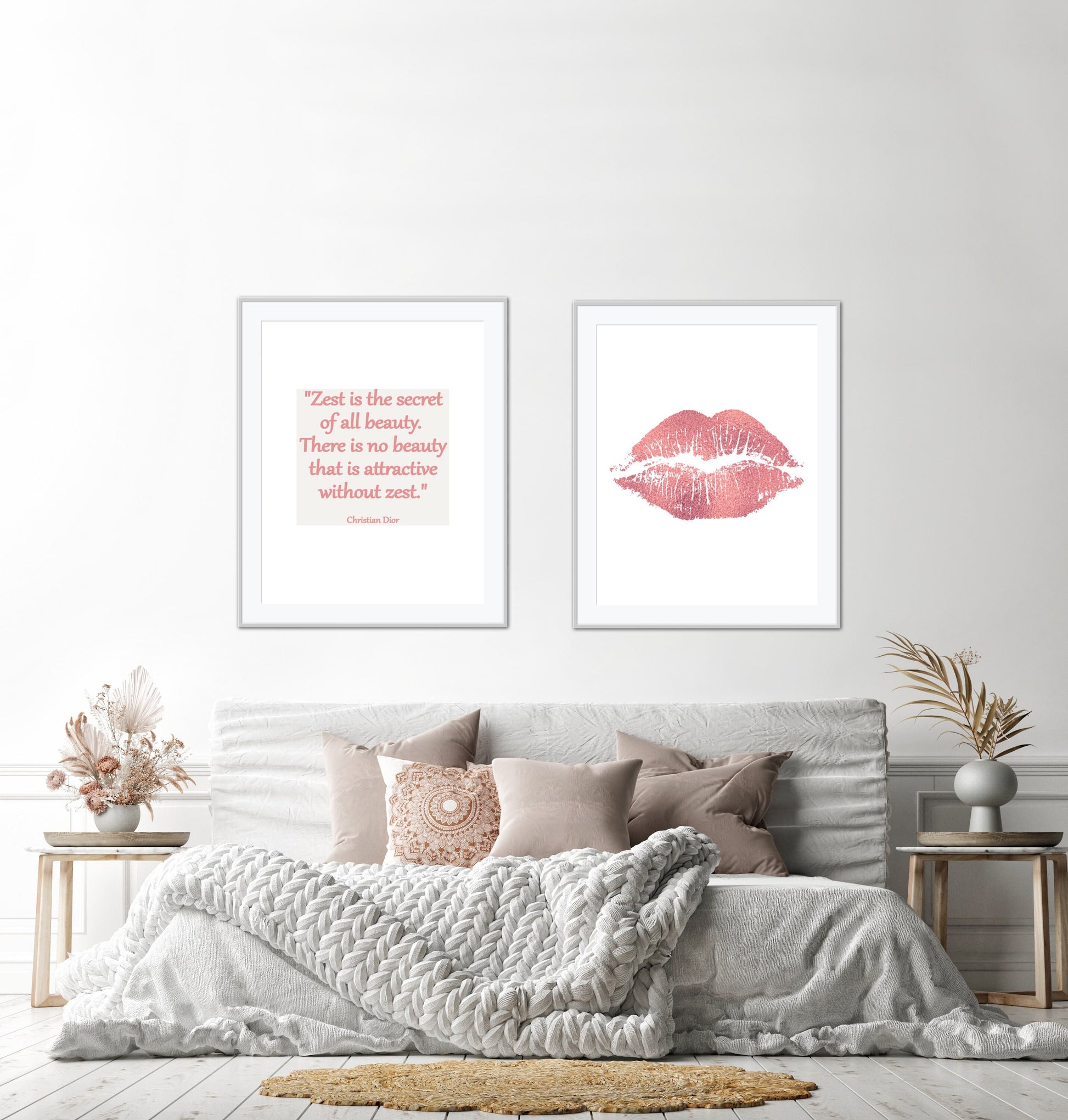 Light pink wall art Set of 3 DIGITAL PRINTS, feminine wall art, beauty room décor. makeup room decor, affirmation poster, glam decor, kiss