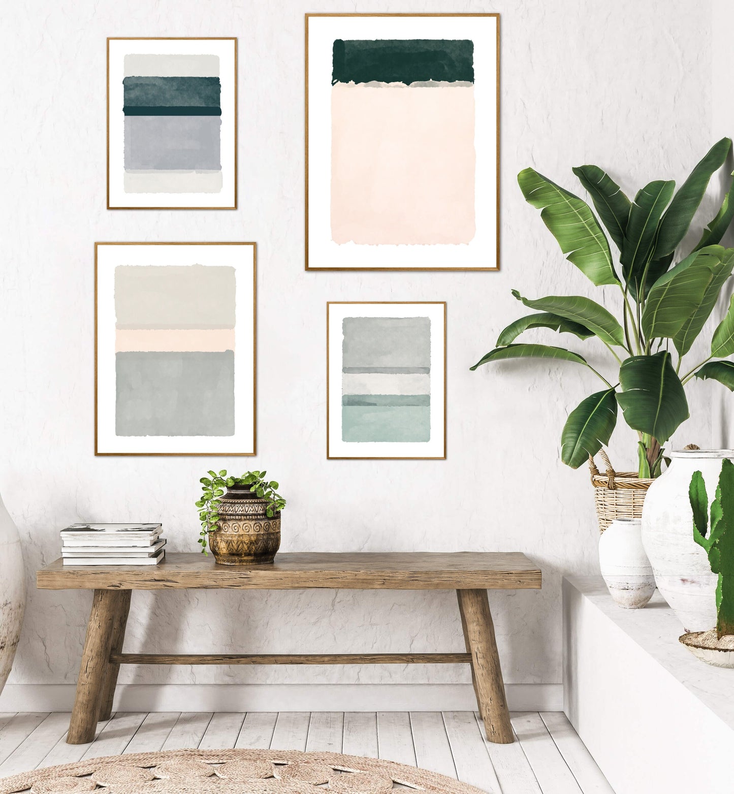 Art prints abstract simple Green Set of 4 PRINTABLE, Minimal Abstract Wall Art, Neutral Art Prints, Abstract boho art set, Sage green print