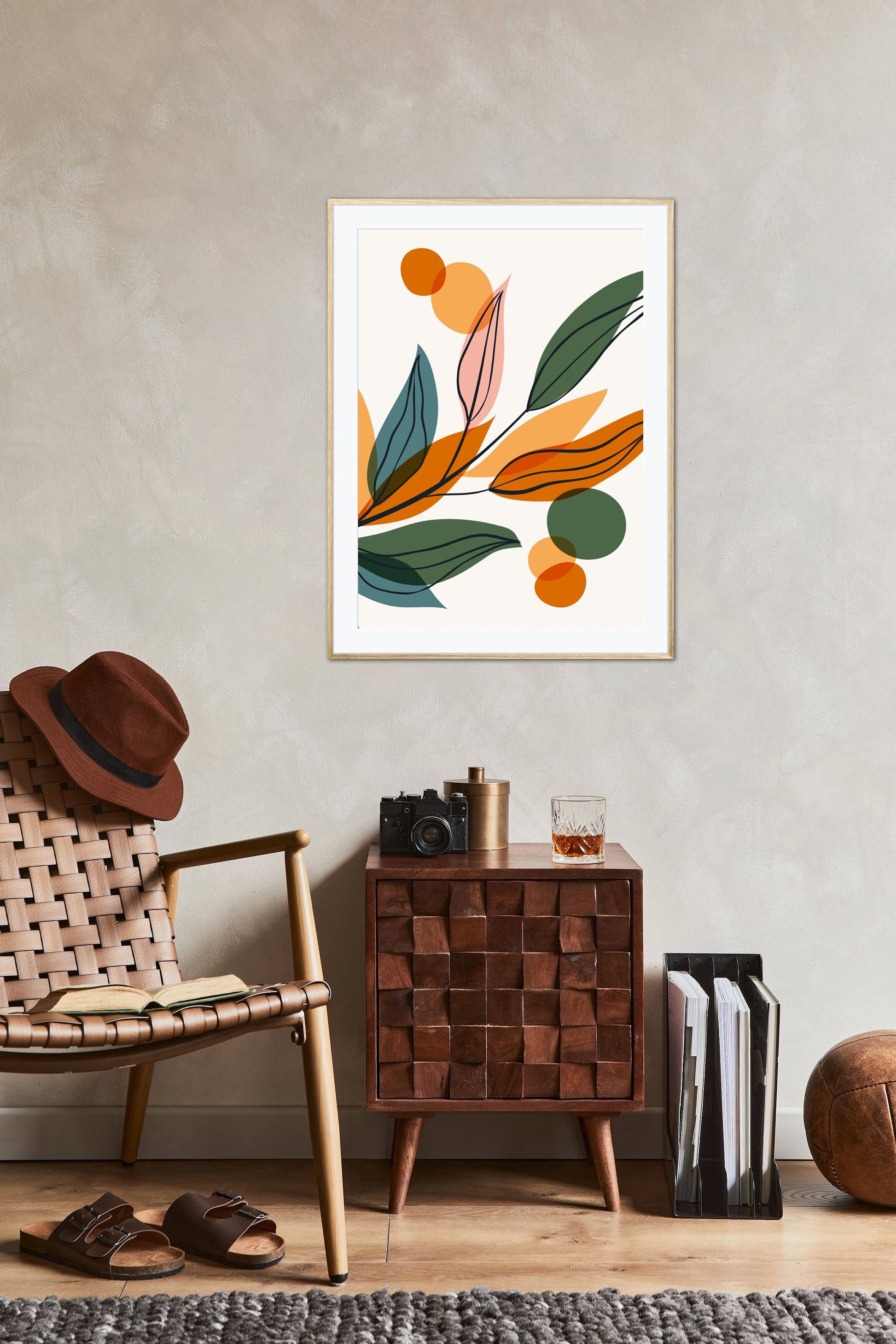 Boho print set of 4 floral wall art PRINTABLE, terracotta, Home Office Wall Art, Fall autumn decor, simple abstract art, botanical print set