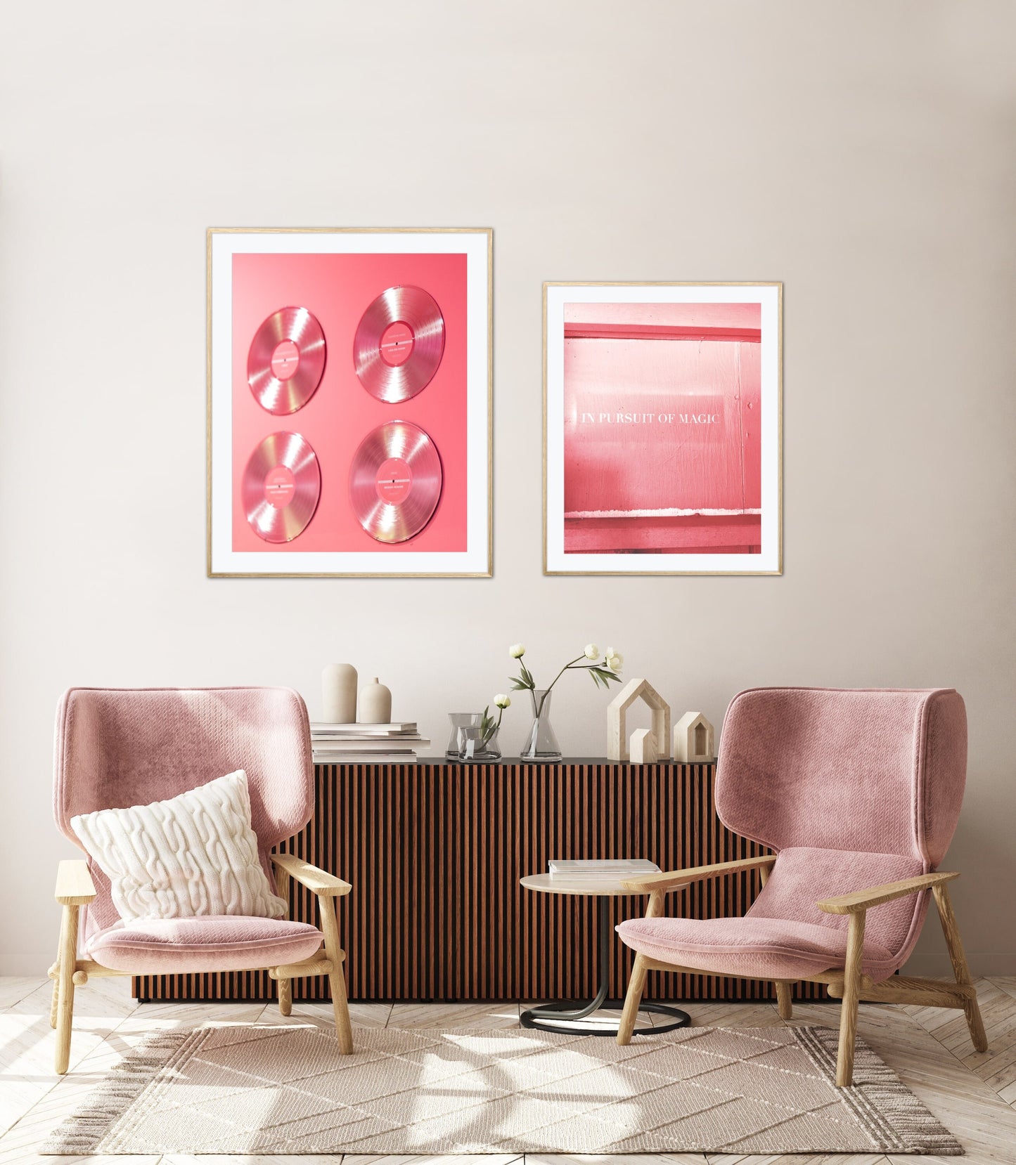 Set of three pink glam wall art DIGITAL PRINT, Light pink prints, Inspirational poster, Glam decor, Music poster, In pursuit of magic