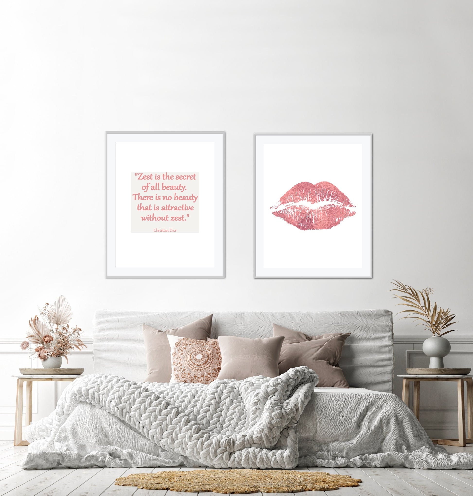 Glam room decor Set of three DIGITAL PRINT, Luxury Fashion Digital Poster, Designer Poster, Pastel pink wall art, Glam decor, Kiss print
