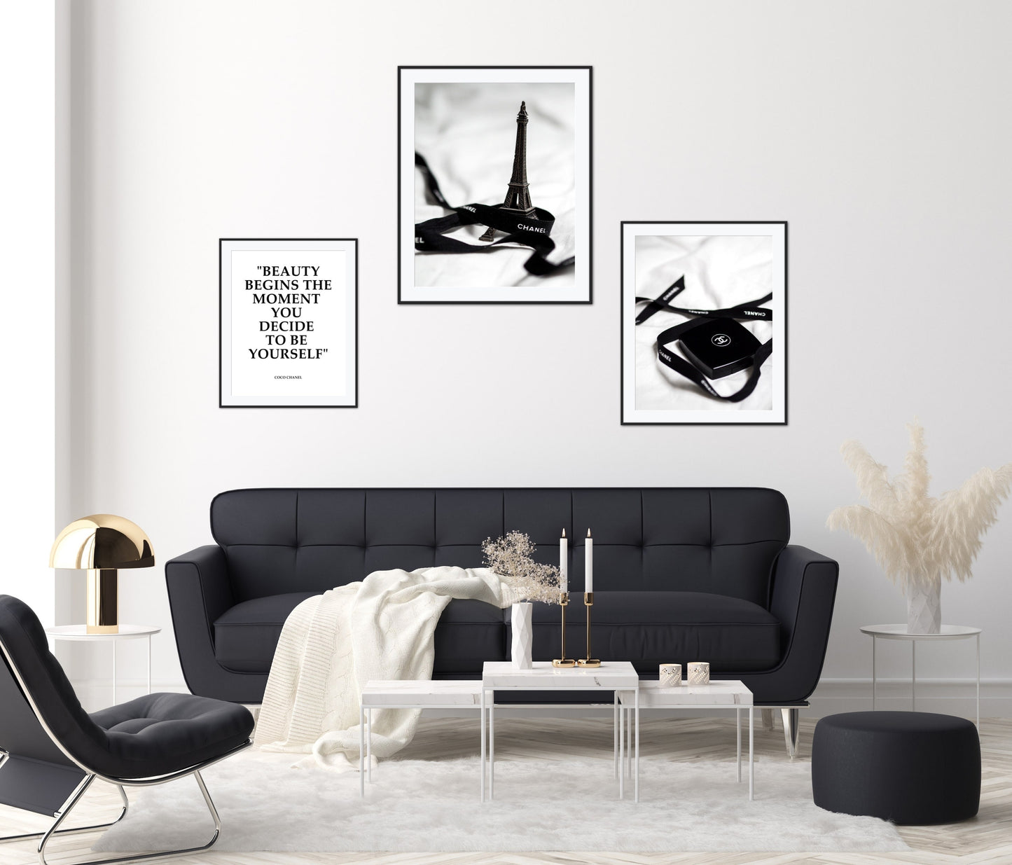 Fashion wall art Set of 3 DIGITAL PRINTS, Luxury fashion, Paris wall art, Fashion quotes, Designer Poster black & white, Glam wall art