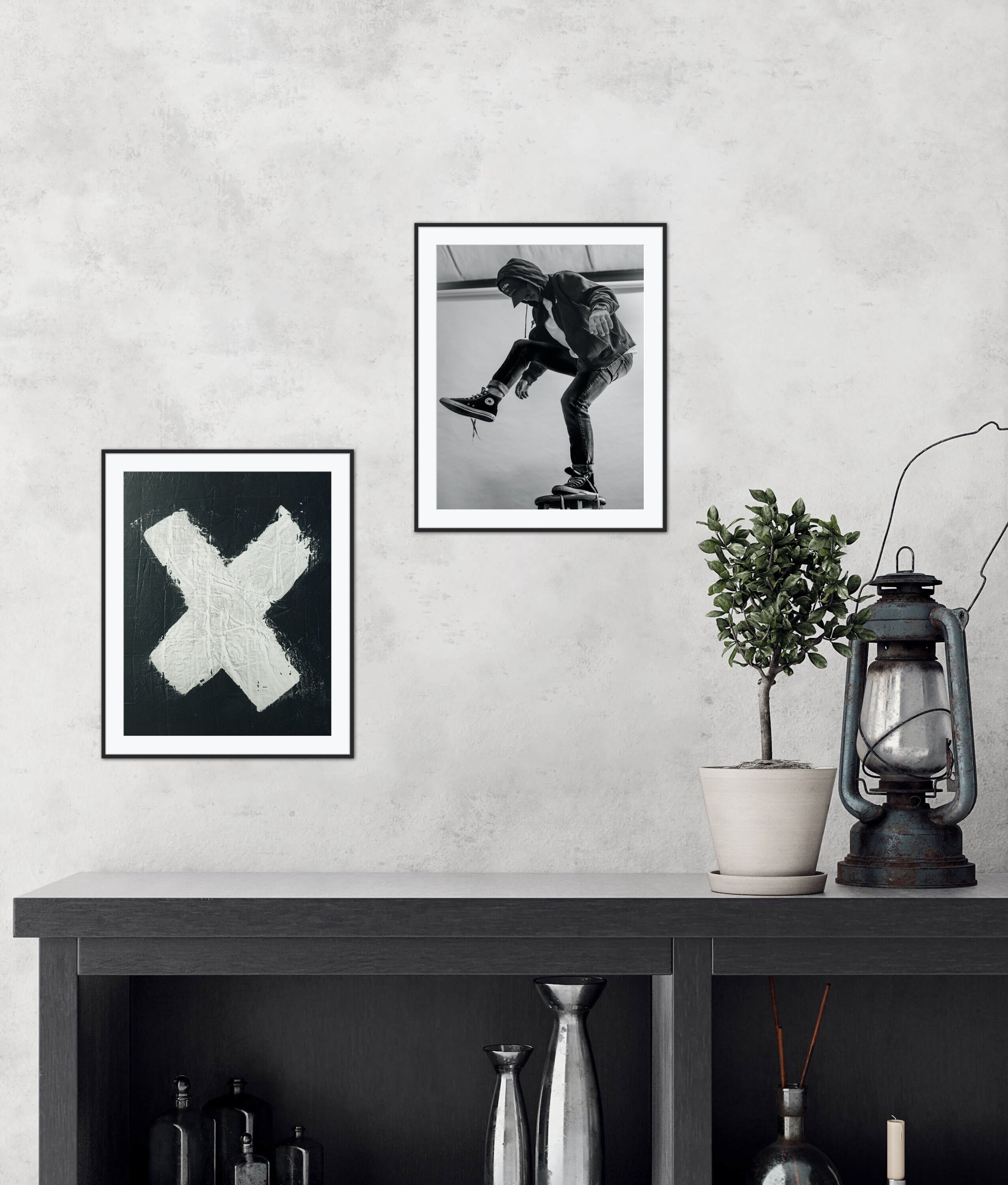 Black and white grunge room décor set of 2 INSTANT DOWNLOAD, skateboard wall art, black white wall decor, grunge posters set of two, skater
