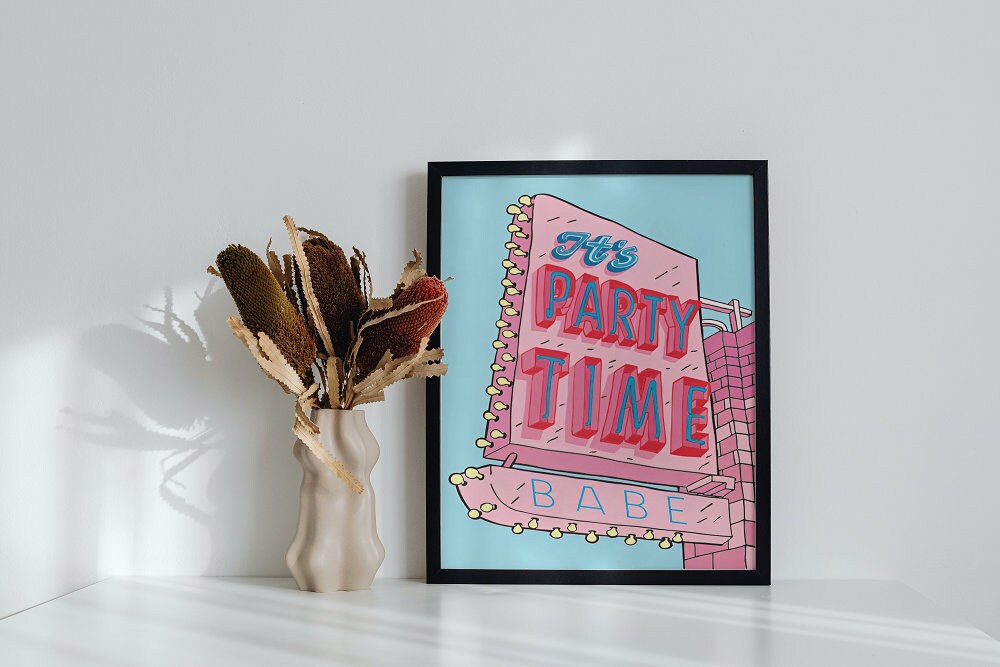 Pink Party DIGITAL ART PRINT, Bachelorette party decor, Preppy decor, Trendy Digital Prints, Academia aesthetic, Bachelorette ideas, Preppy Room