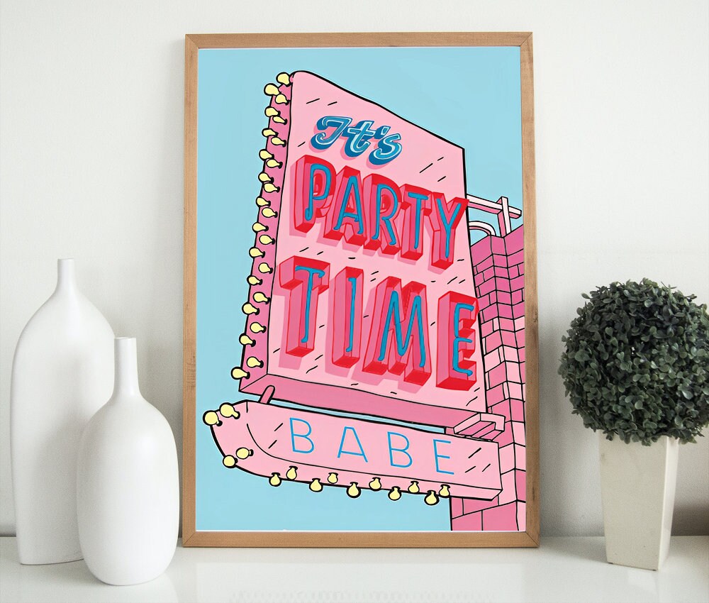 Pink Party DIGITAL ART PRINT, Bachelorette party decor, Preppy decor, Trendy Digital Prints, Academia aesthetic, Bachelorette ideas, Preppy Room