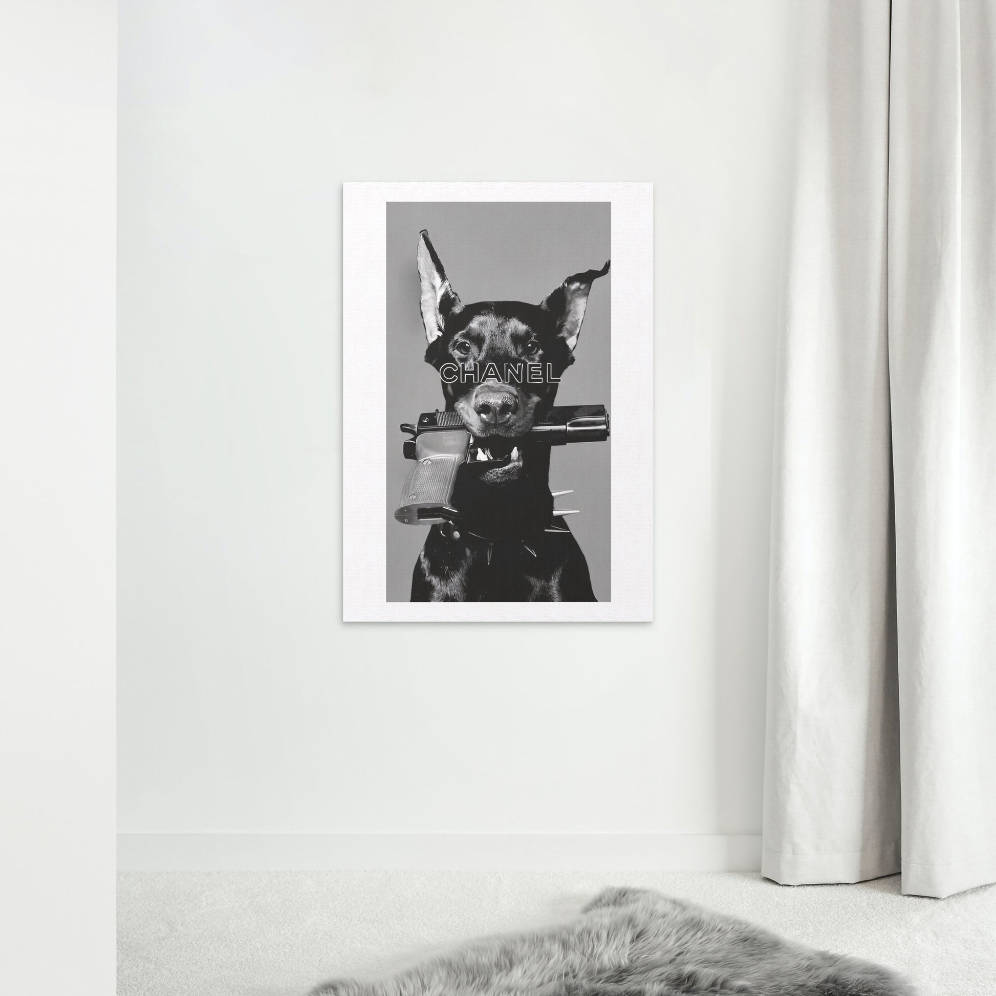 Luxury Fashion Doberman Poster PRINTABLE, Designer Wall Art, Printable Luxury Fashion Wall Art, Designer Dog Print, Doberman Gun Poster