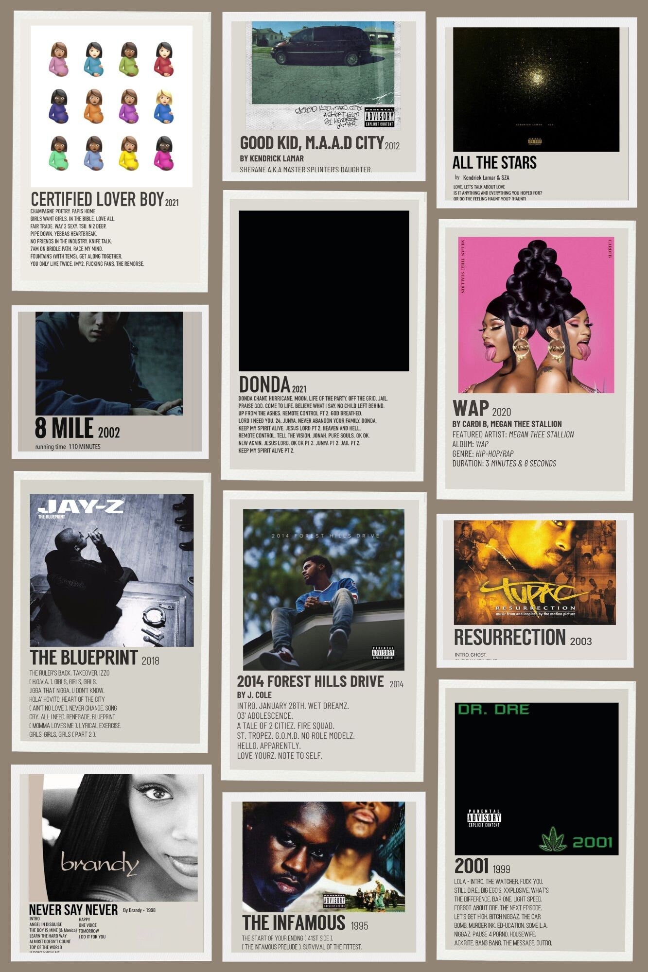 150 PCS Hip-Hop R&B Rap Minimalist Music Posters INSTANT DOWNLOAD Collage Kit, Album Cover Wall Decor, Hip Hop Posters, Hip Hop Aesthetic