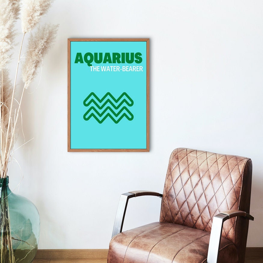 Astrology Poster Aquarius, Aquarius Wall Art Zodiac Poster PRINTABLE, Astrology Art, Astrology Gifts, Zodiac Gifts, Astrology Poster