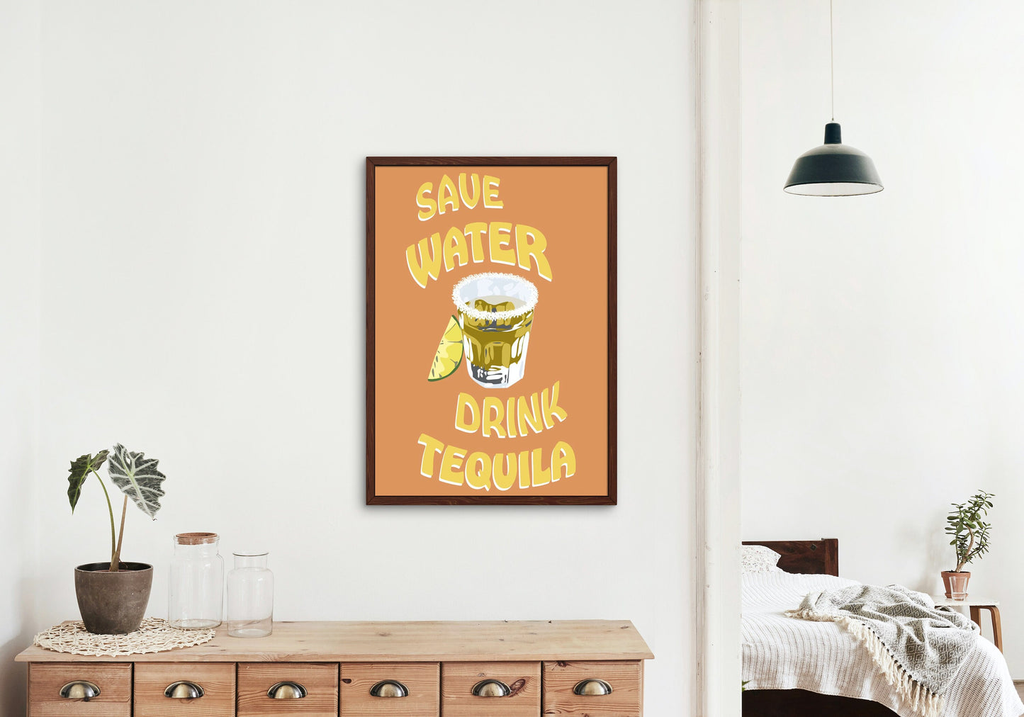 Save Water Drink Tequila DIGITAL PRINT, College Dorm Posters, Bar Cart Decor, Trendy Wall Art, Colorful cocktail poster, Academia prints