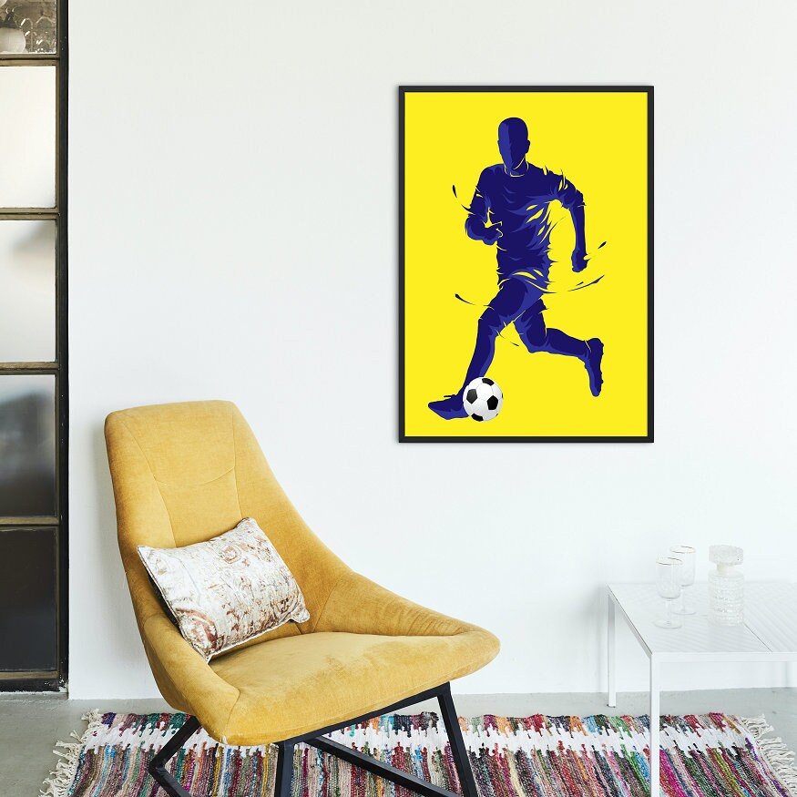 Soccer player INSTANT DOWNLOAD, Soccer wall decor, Soccer team gift, Sport prints, Soccer gifts for men, World cup poster, Football Poster