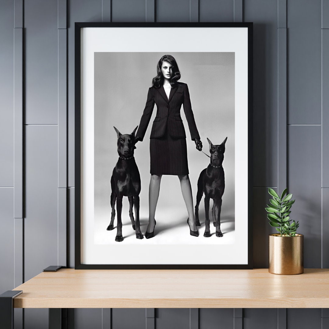 Set of 2 Luxury Fashion Dog DIGITAL PRINTS, Doberman Poster, Luxury Fashion Wall Art, Printable Dog Photo, Designer Wall Art, Hypebeast