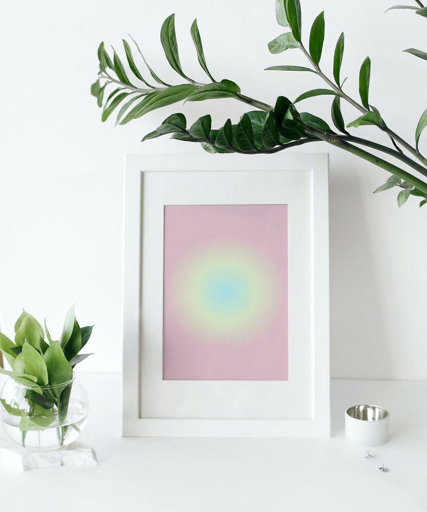 Aura poster DIGITAL PRINT, Boho hippie décor, Pastel pink gradient poster, Aura aesthetic art prints, Boho therapy, colorful wall prints