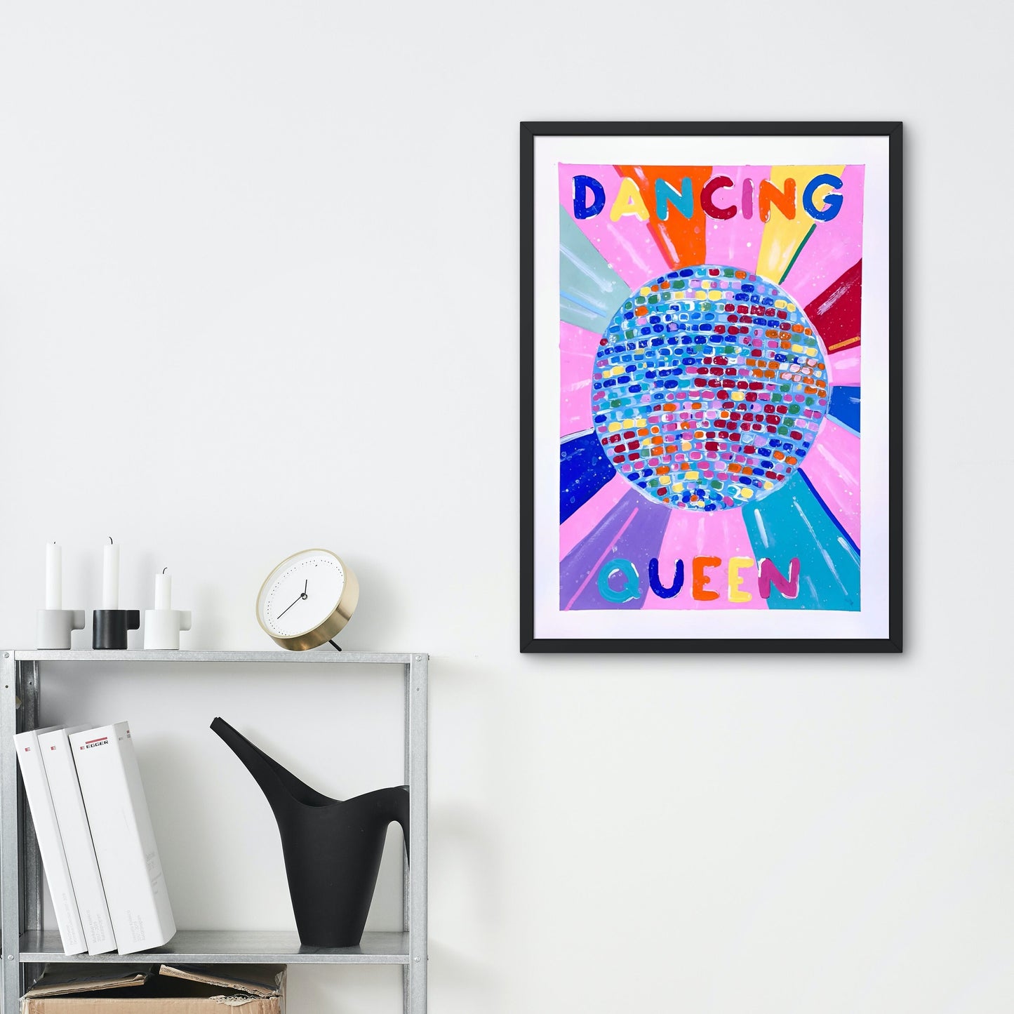 Dancing queen DIGITAL PRINT, Colorful Preppy Room Decor, College Dorm Poster, Trendy Digital Prints, Colorful disco ball poster, Dancer gift