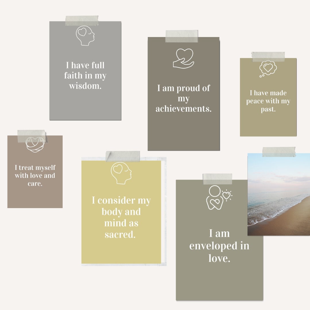 60 Affirmation Cards DIGITAL PRINT, Mindfulness Affirmations Deck, Positive Quotes Printable, Motivational Printable Cards, Manifesting Kit