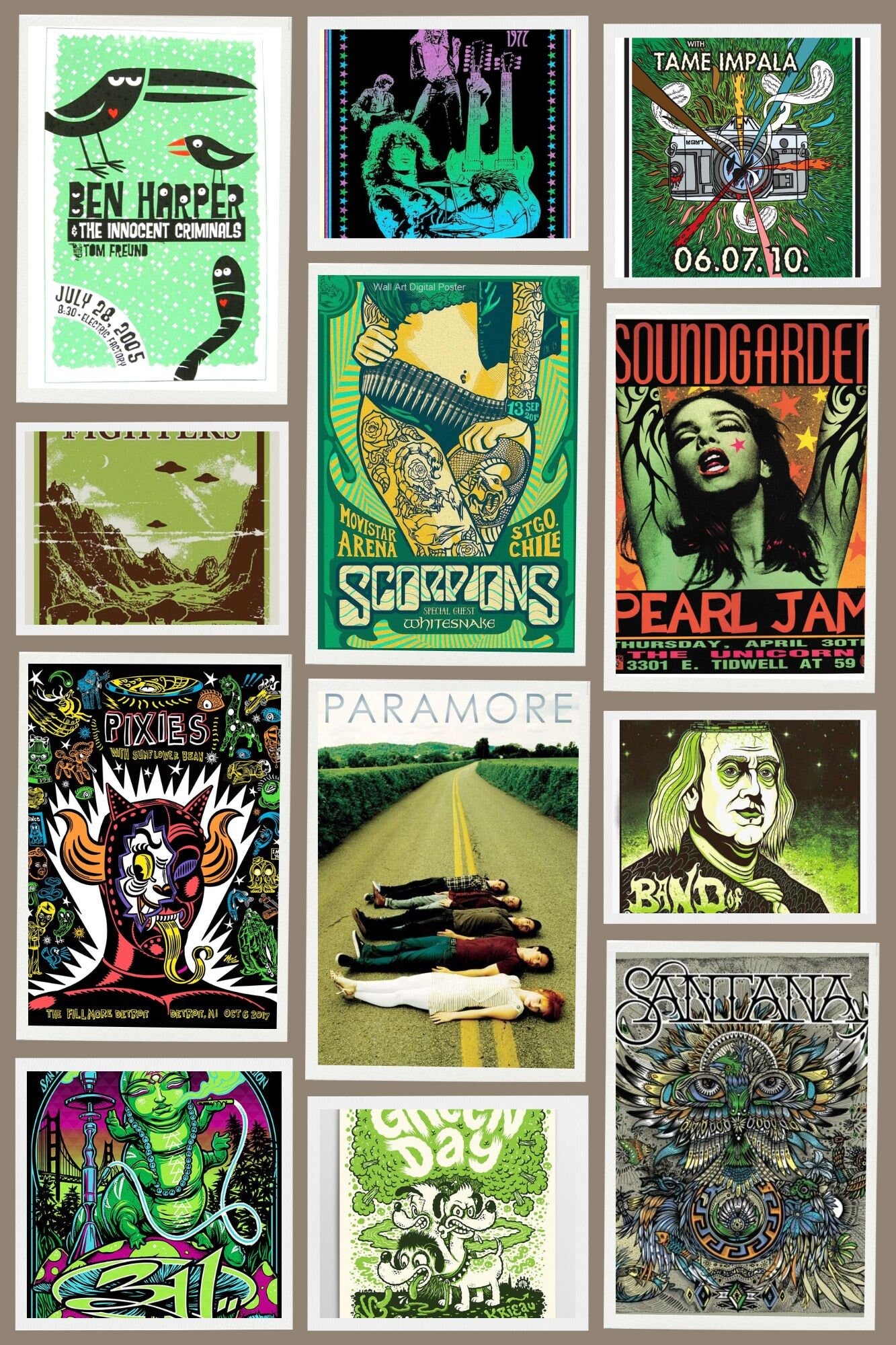 350 PCS alternative rock collage kit for room INSTANT DOWNLOAD, Vintage concert poster, Rock posters, Aesthetics wall art, Concert posters