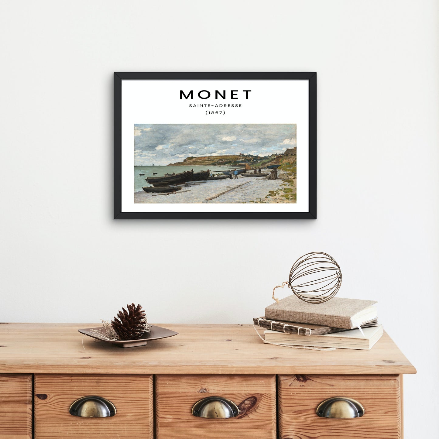 Claude Monet Set of 2 DIGITAL PRINTS, French Cottage, The Beach at Sainte-Adresse, Vintage coastal print set, Monet Exhibition Poster