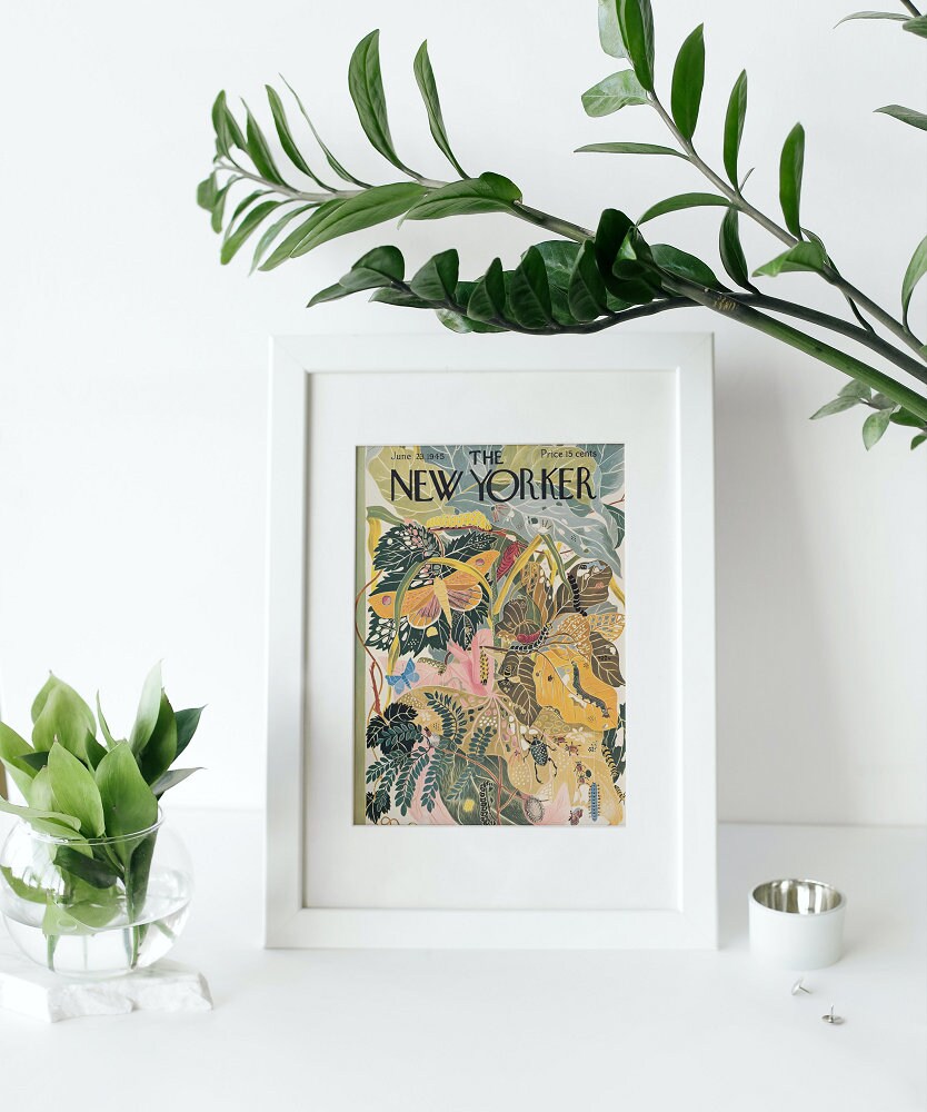 The New Yorker Vintage cover June 1945 edition, Vintage Art DIGITAL PRINT, The New Yorker Retro Magazine Prints, Botanical Green Wall Decor