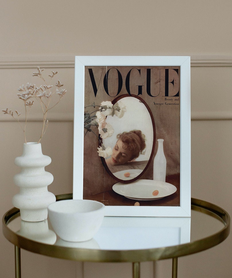 Vogue Luxury Fashion Poster PRINTABLE, Vintage Magazine Art Cover, Glamour Art, Luxury Fashion Wall Art, Retro Magazine Posters, Brown