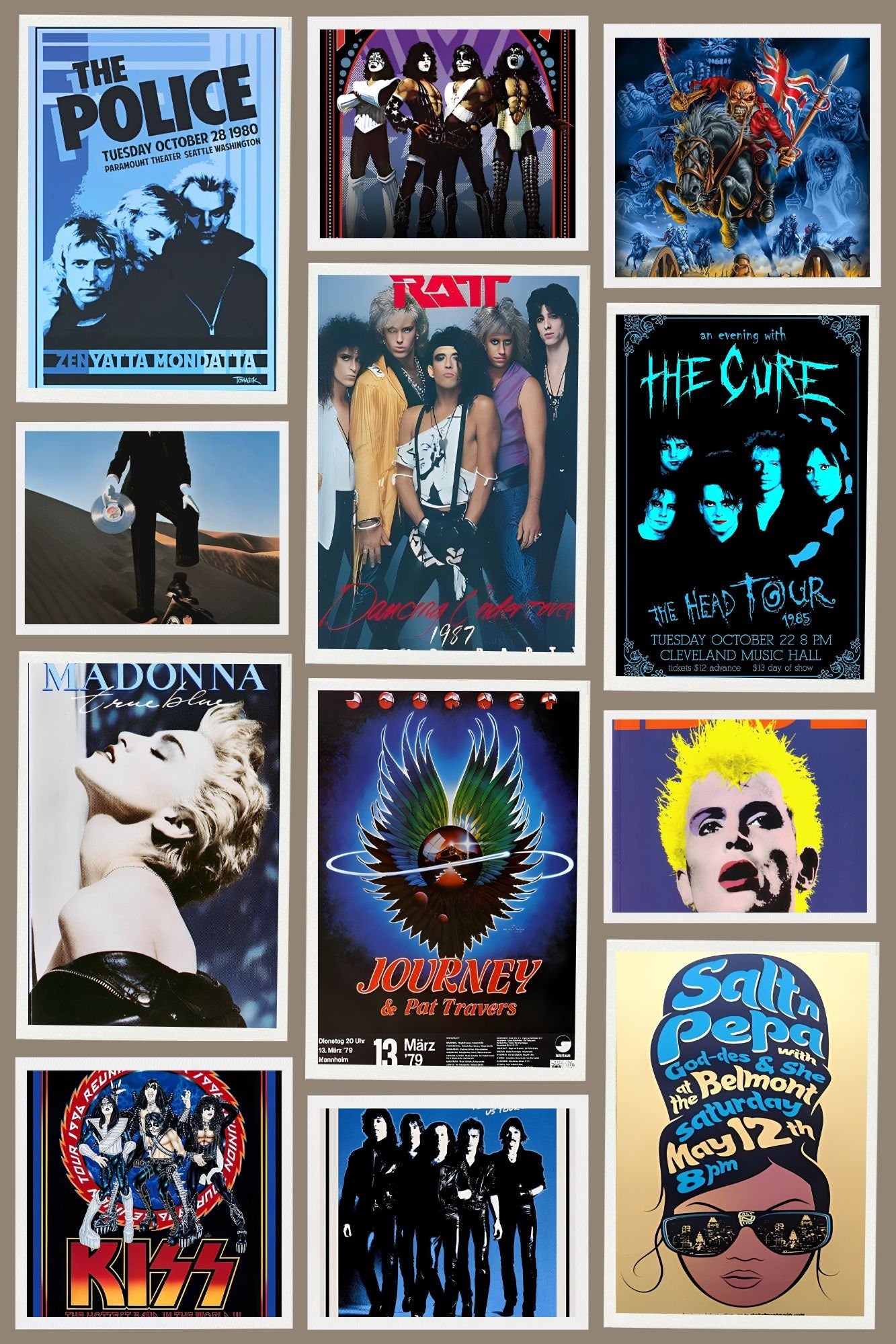350 PCS 80's Classic Rock Collage Kit DIGITAL PRINTS, Vintage wall collage, Rock posters, 80's aesthetics wall art, Concert posters, Retro