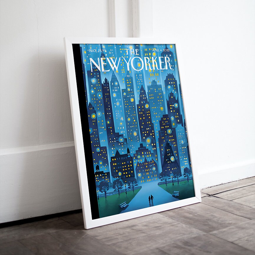 The New Yorker Starry Lights cover April 2022 edition DIGITAL PRINT, New Yorker Magazine Prints, New York City Poster, Blue New Yorker