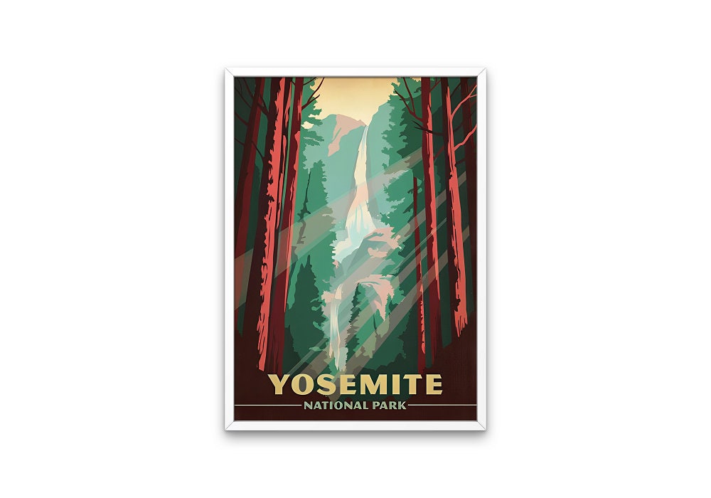Set of three National Park Posters DIGITAL PRINTS, American National Park Prints, Yosemite Sequoia Yellowstone wall art, vintage wall art,