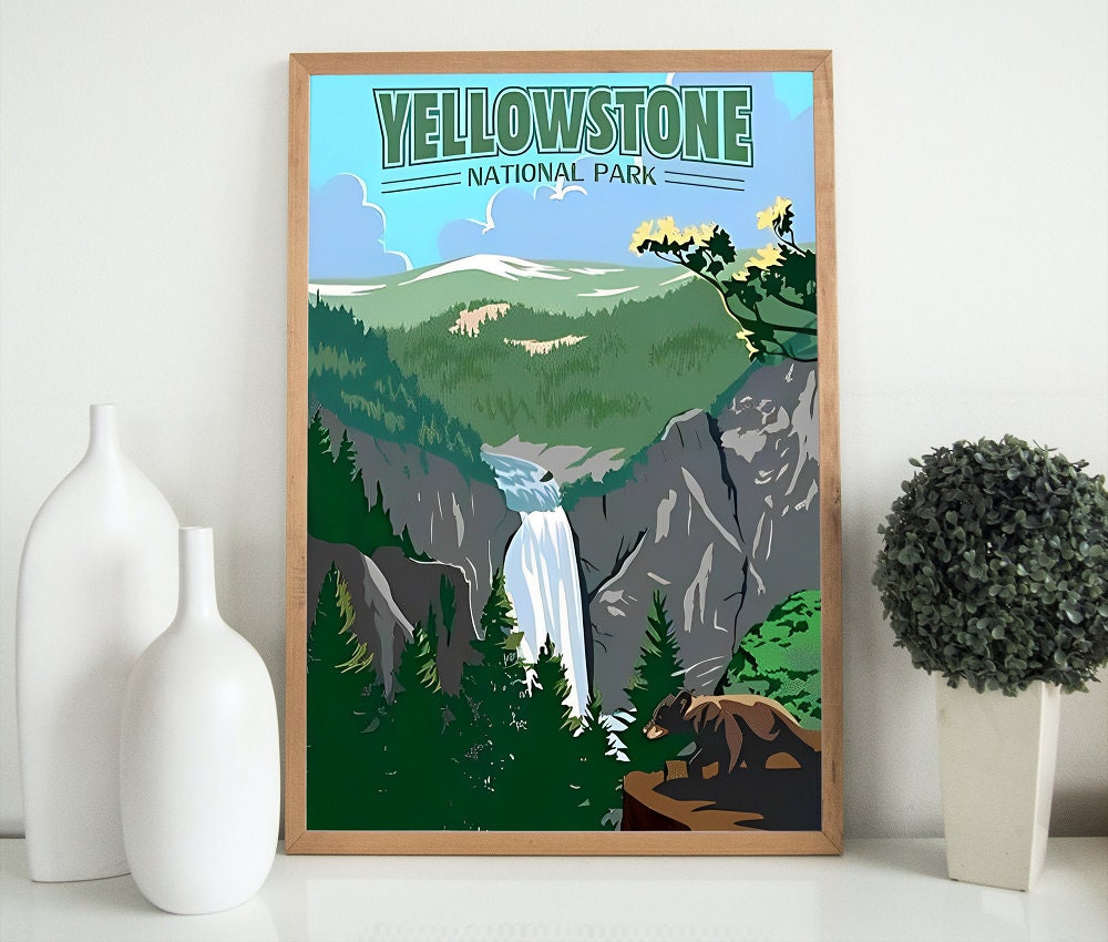 Set of 3 Vintage National Park Posters DIGITAL, Yellowstone Zion, American National Park Wall art, Vintage travel posters, Nature prints