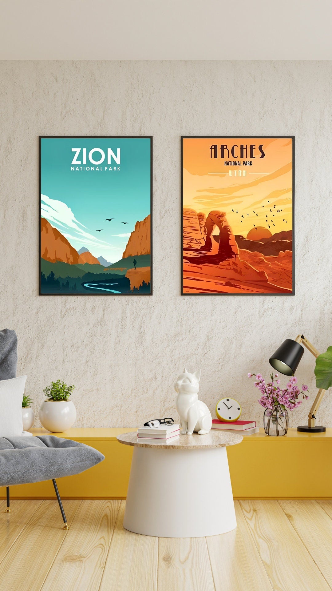 Set of 3 Vintage National Park Posters DIGITAL, Yellowstone Zion, American National Park Wall art, Vintage travel posters, Nature prints
