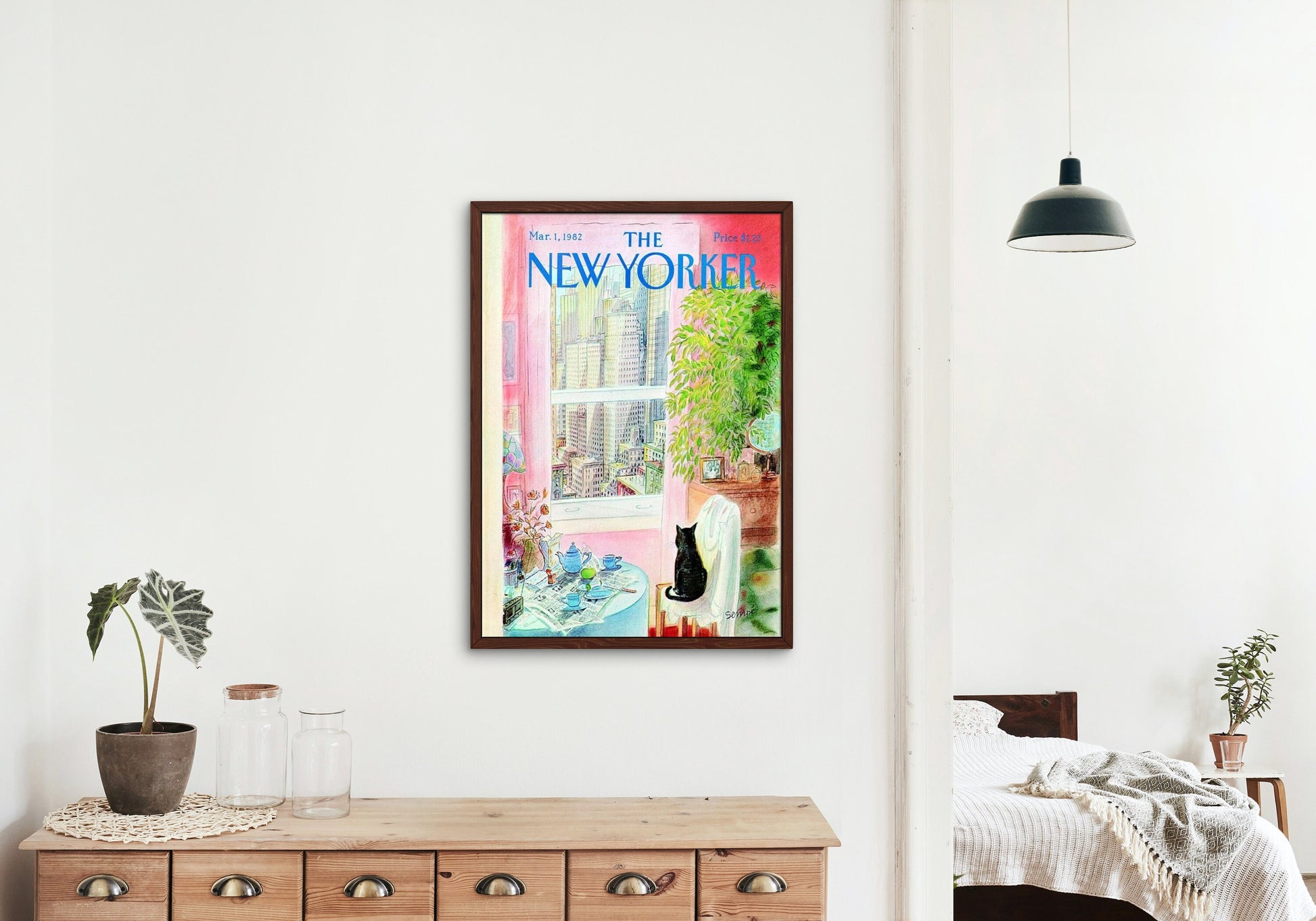 The New Yorker Vintage cover March 1982 edition, Vintage Art DIGITAL PRINT, The New Yorker Retro Magazine Prints, Trendy Magazine Art, Cat