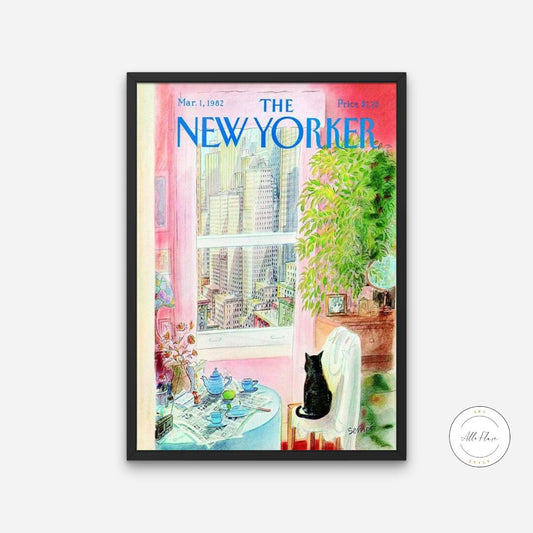 The New Yorker Vintage cover March 1982 edition, Vintage Art DIGITAL ART PRINT, The New Yorker Retro Magazine Prints, Trendy Magazine Art, Cat | Posters, Prints, & Visual Artwork | art for bedroom, art ideas for bedroom walls, art printables, bathroom wall art printables, bathroom wall art vintage, bedroom art, bedroom pictures, bedroom wall art, bedroom wall art ideas, bedroom wall painting, Best of New Yorker, black cat, buy digital art prints online, buy digital prints online, canvas wall art for living 