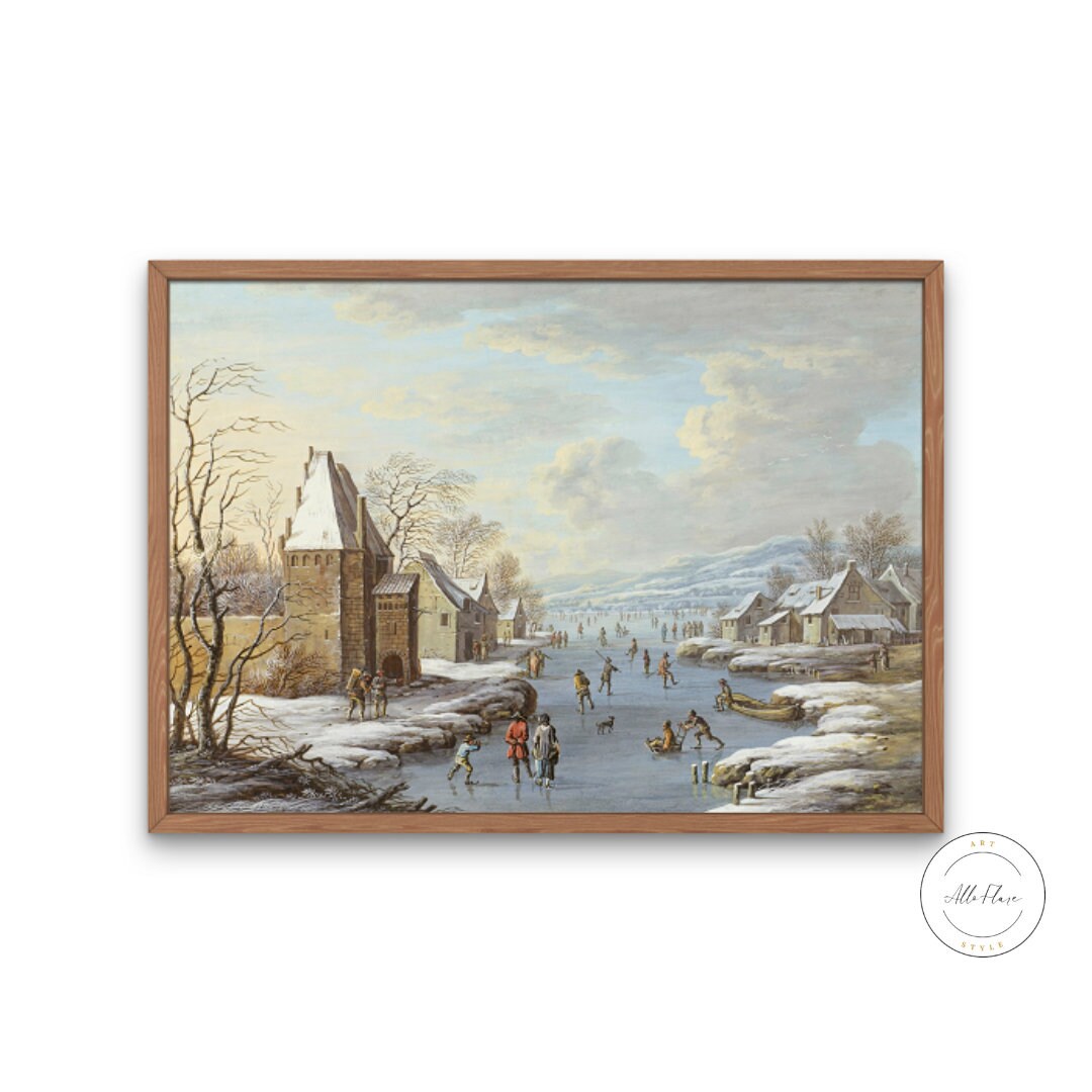 Small Village in Winter Landscape DIGITAL ART PRINT, Samsung frame TV Art, Winter Scene Wall Art, Antique Christmas Printable Art, Cozy Prints | Posters, Prints, & Visual Artwork | Antique Christmas, antique prints, art printables, bathroom wall art printables, bathroom wall art vintage, buy digital prints online, cottagecore art, cottagecore posters, cottagecore theme, digital art for print, digital art for printing, digital art prints, digital art prints download, digital download art prints, digital prin