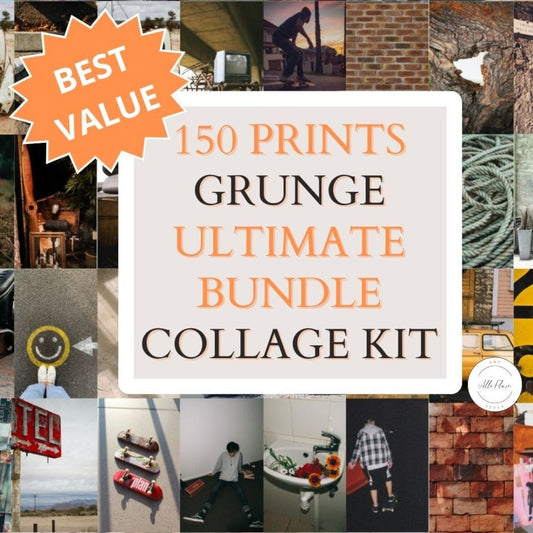 150 PCS Grunge Collage Kit INSTANT DOWNLOAD, grunge aesthetic, indie room décor, grunge wall collage, dorm room essentials, skater prints