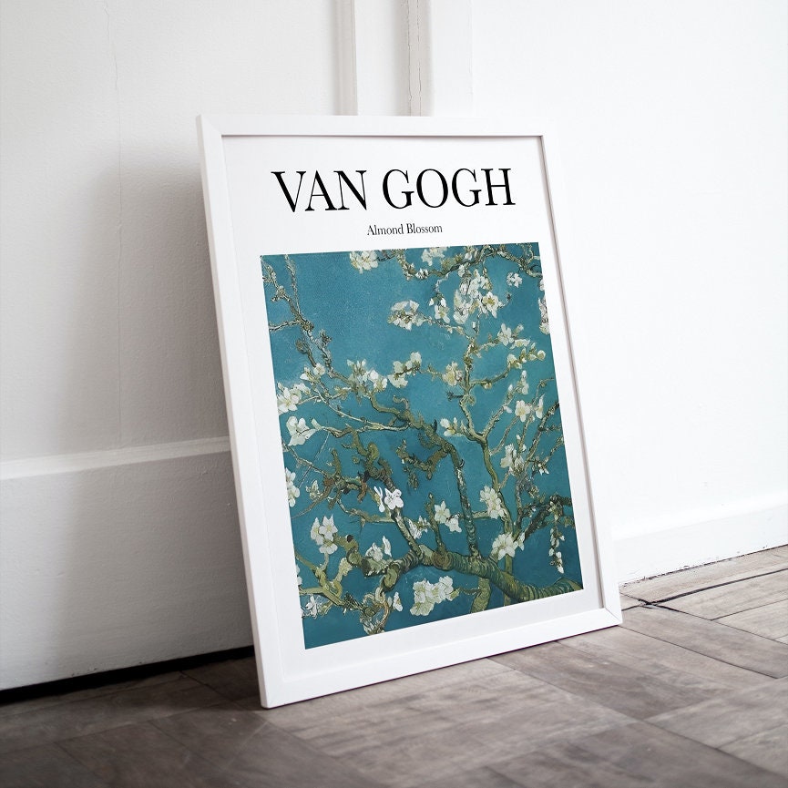 Monet Van Gogh Set of 2 DIGITAL PRINT, Museum Poster Prints, Almond Blossom Water Lilies, Monet Exhibition Poster, Van Gogh Print, Botanical