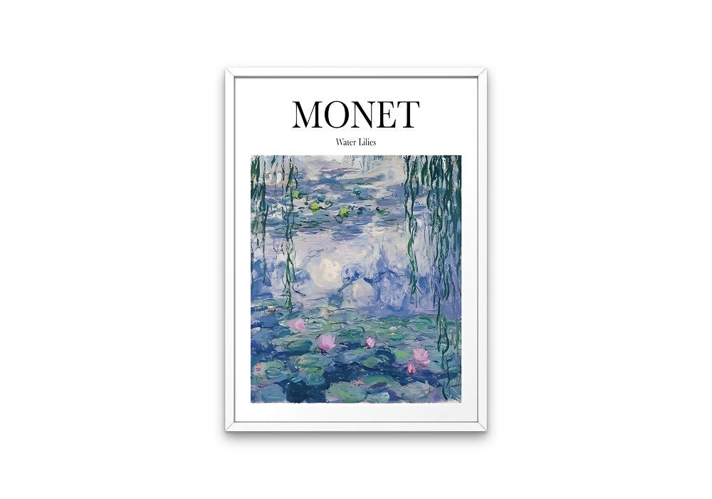 Monet Van Gogh Set of 2 DIGITAL PRINT, Museum Poster Prints, Almond Blossom Water Lilies, Monet Exhibition Poster, Van Gogh Print, Botanical