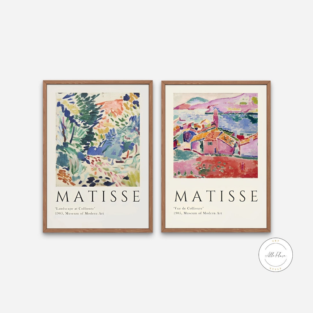 Matisse Set of 2 DIGITAL PRINTS, Museum Poster Prints, Matisse Garden, Landscape at Coulliere, Vintage botanical prints set, Exhibition Wall