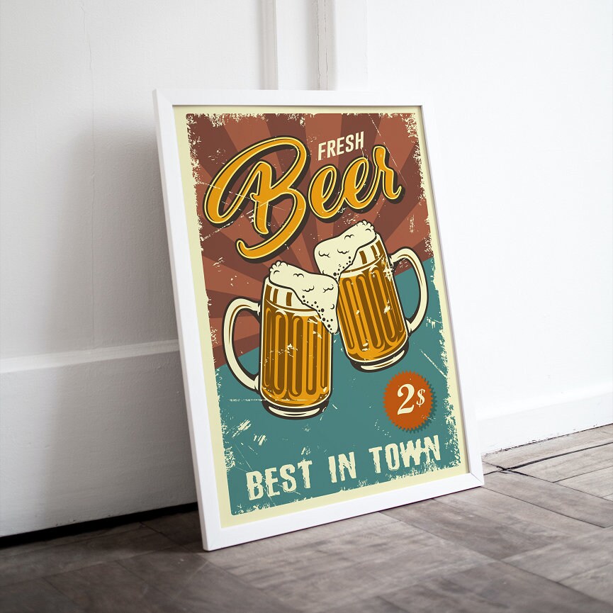 Beer print INSTANT DOWNLOAD, Vintage Drink, Vintage Bar Room Design, Retro Alcohols Aesthetic, Beer Lover Print, Bar photo gift, Alternative