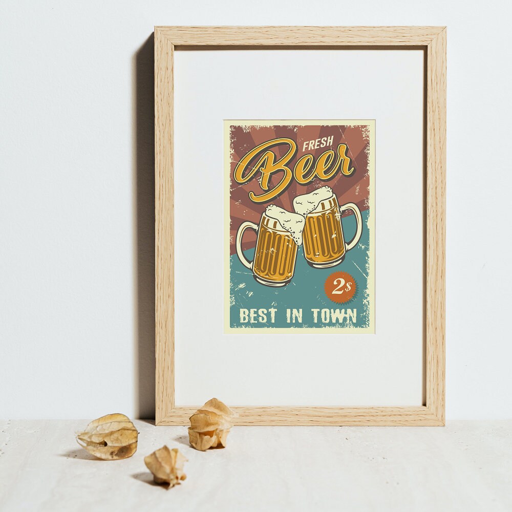 Beer print INSTANT DOWNLOAD, Vintage Drink, Vintage Bar Room Design, Retro Alcohols Aesthetic, Beer Lover Print, Bar photo gift, Alternative