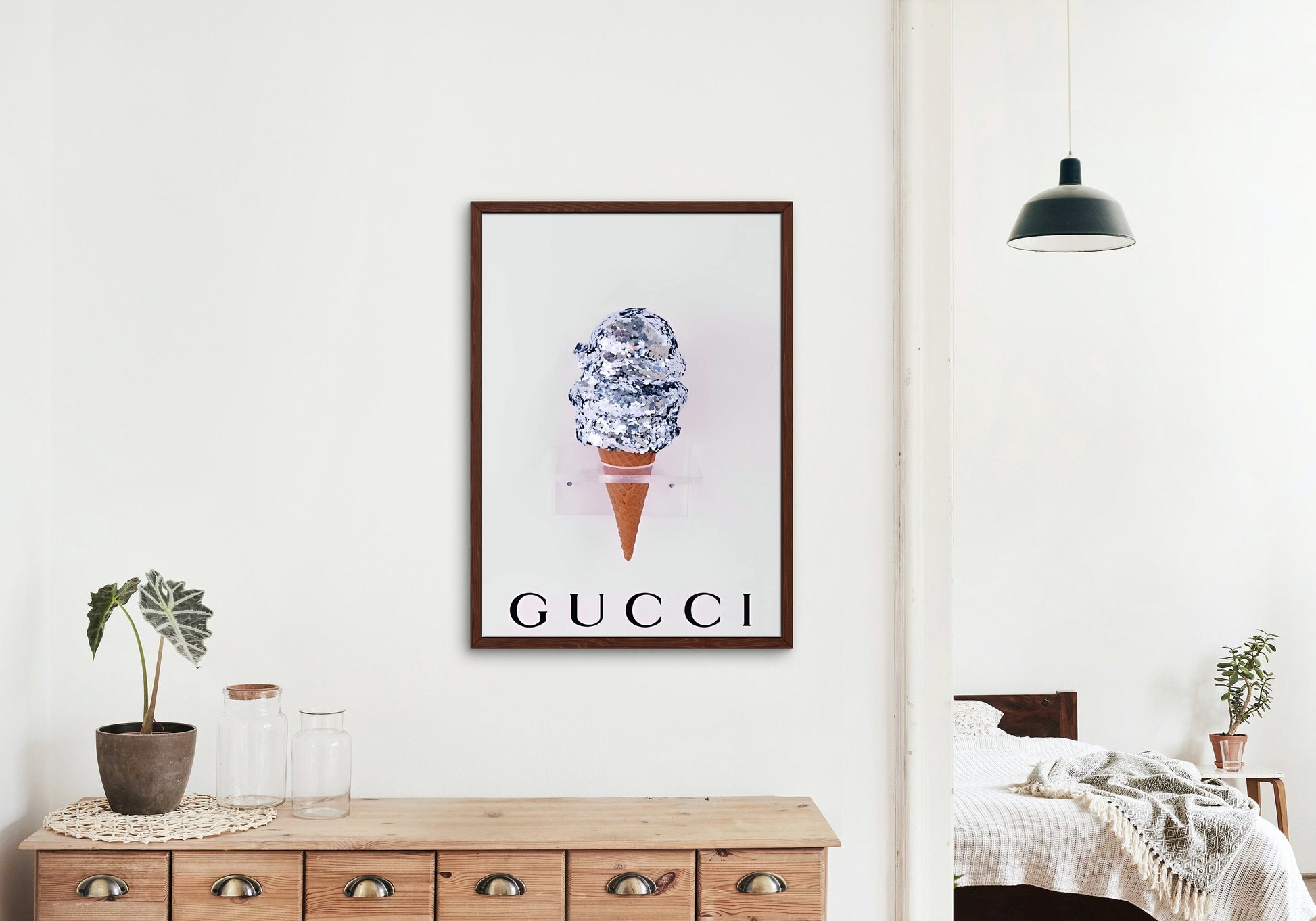 Designer Wall Art Set of 2 DIGITAL PRINTS, Fashion Wall art Print, Luxury Wall Art, Leopard Print Ice Cream, Hot Pink Wall Art, Designers